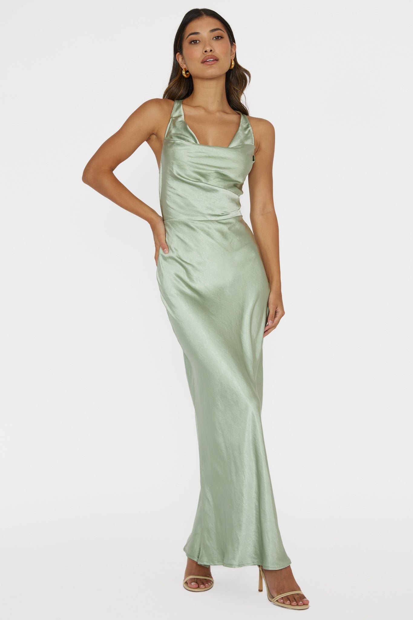 Sitara Tied Back Maxi Dress Sage by Selfie Leslie Australia