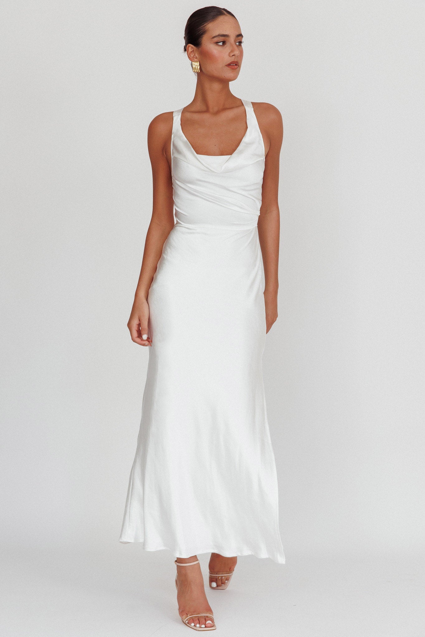 Sitara Tied Back Maxi Dress White by Selfie Leslie Australia