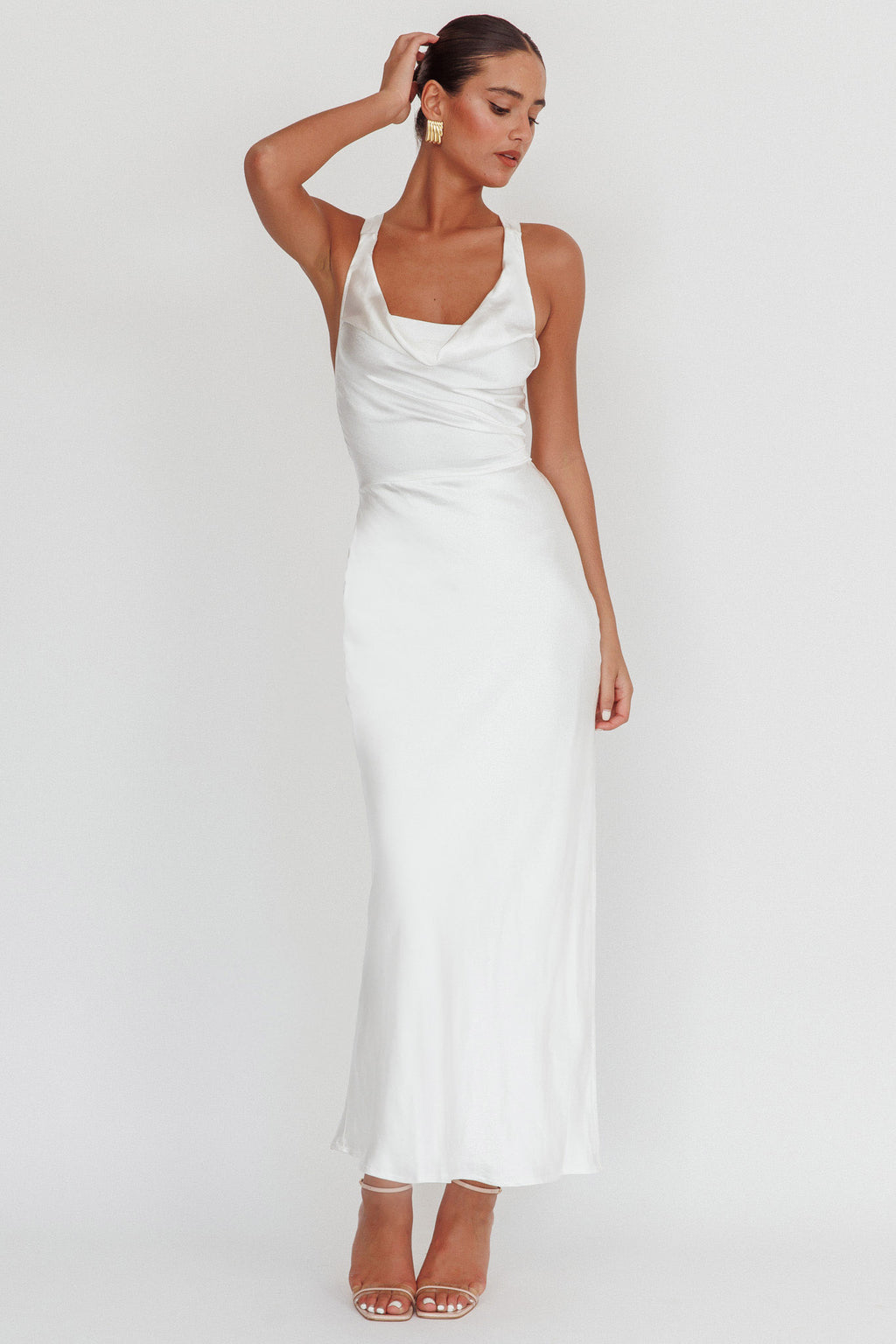 Sitara Tied Back Maxi Dress White by Selfie Leslie Australia