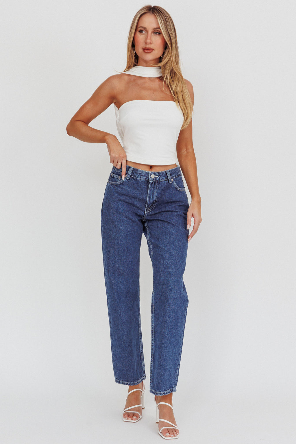 Damsel Reverse Halter Neck Top White by Selfie Leslie Australia