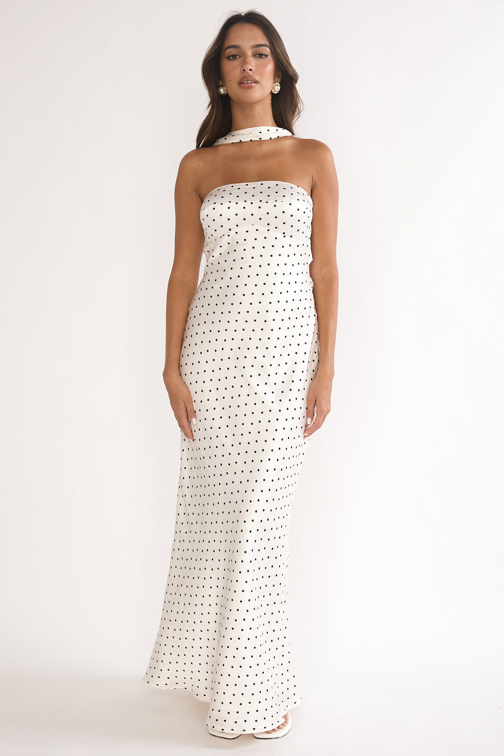 Damsel Reverse Halter Maxi Dress Polka Dot White by Selfie Leslie Australia