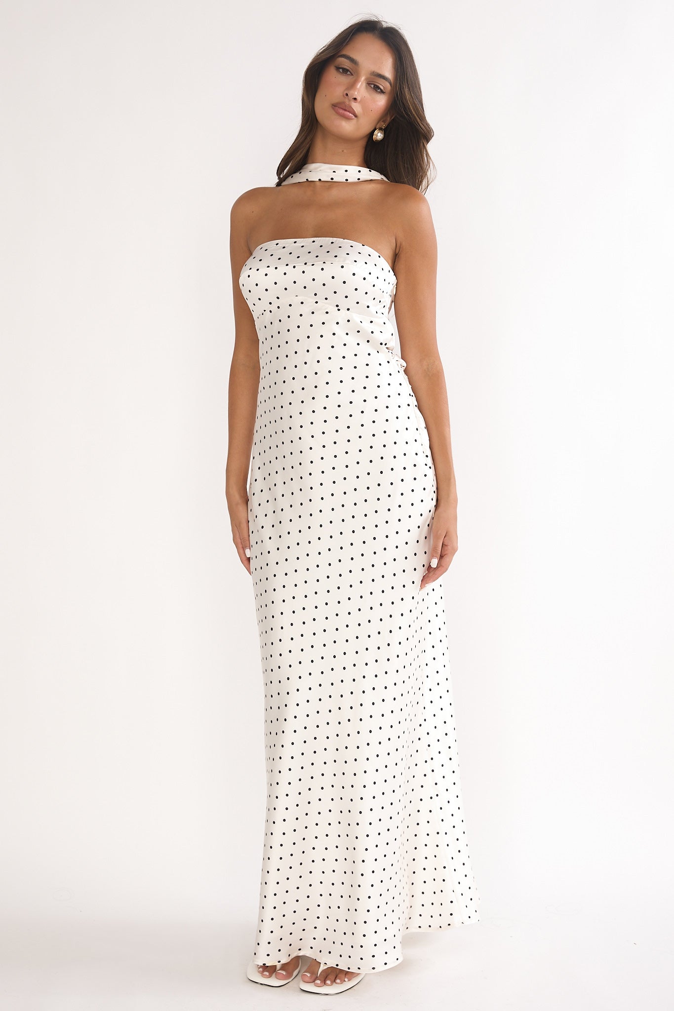 Damsel Reverse Halter Maxi Dress Polka Dot White by Selfie Leslie Australia