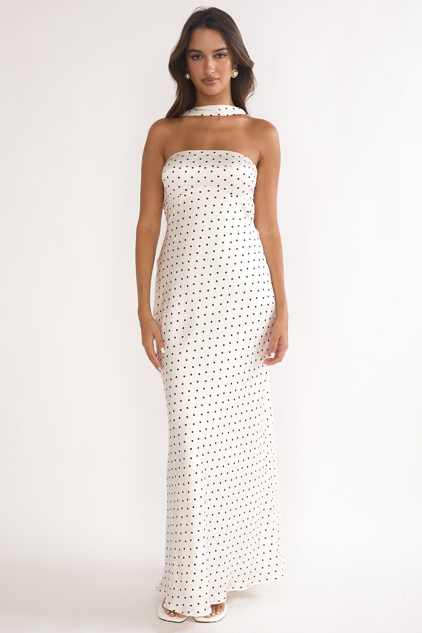 Damsel Reverse Halter Maxi Dress Polka Dot White by Selfie Leslie Australia