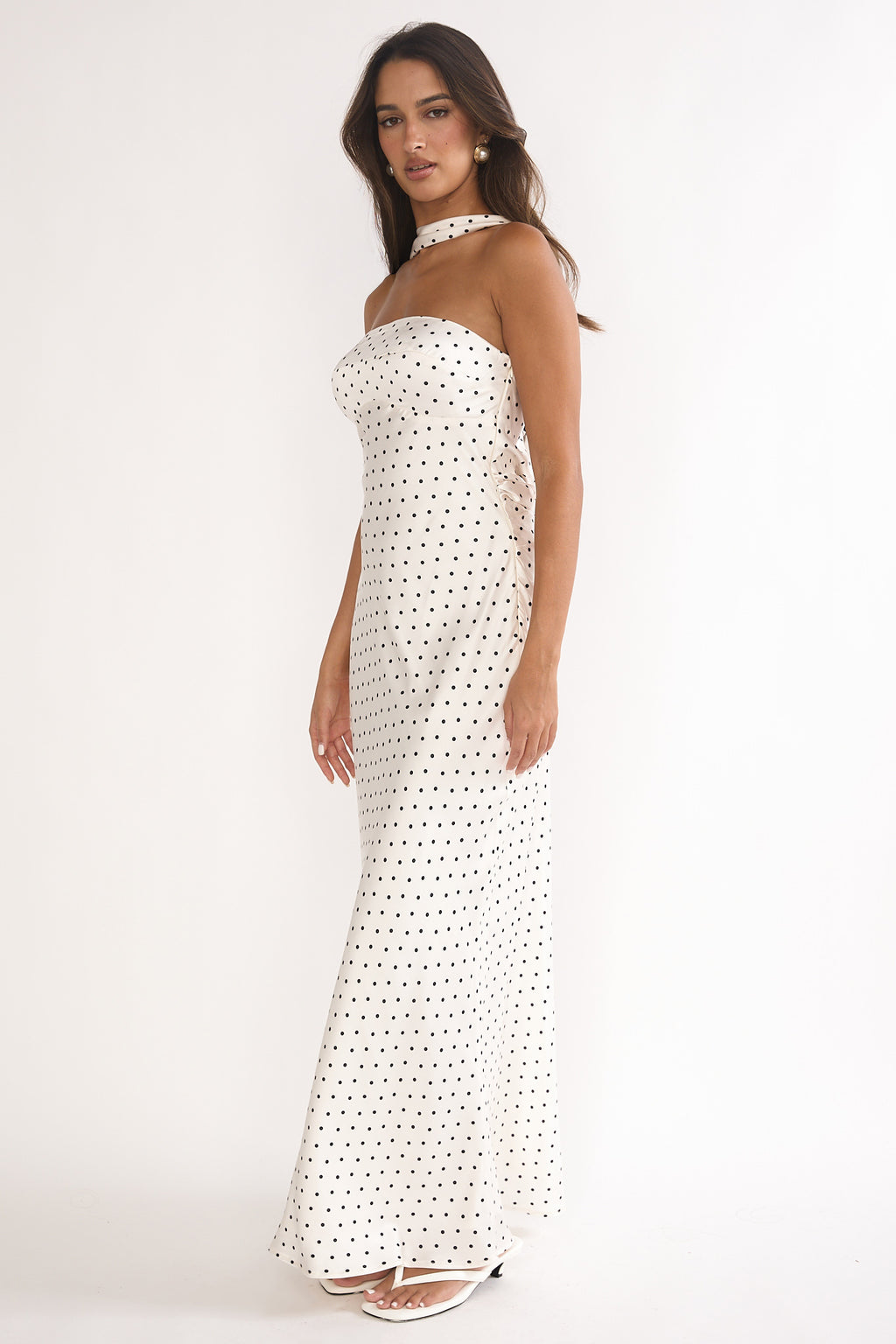 Damsel Reverse Halter Maxi Dress Polka Dot White by Selfie Leslie Australia