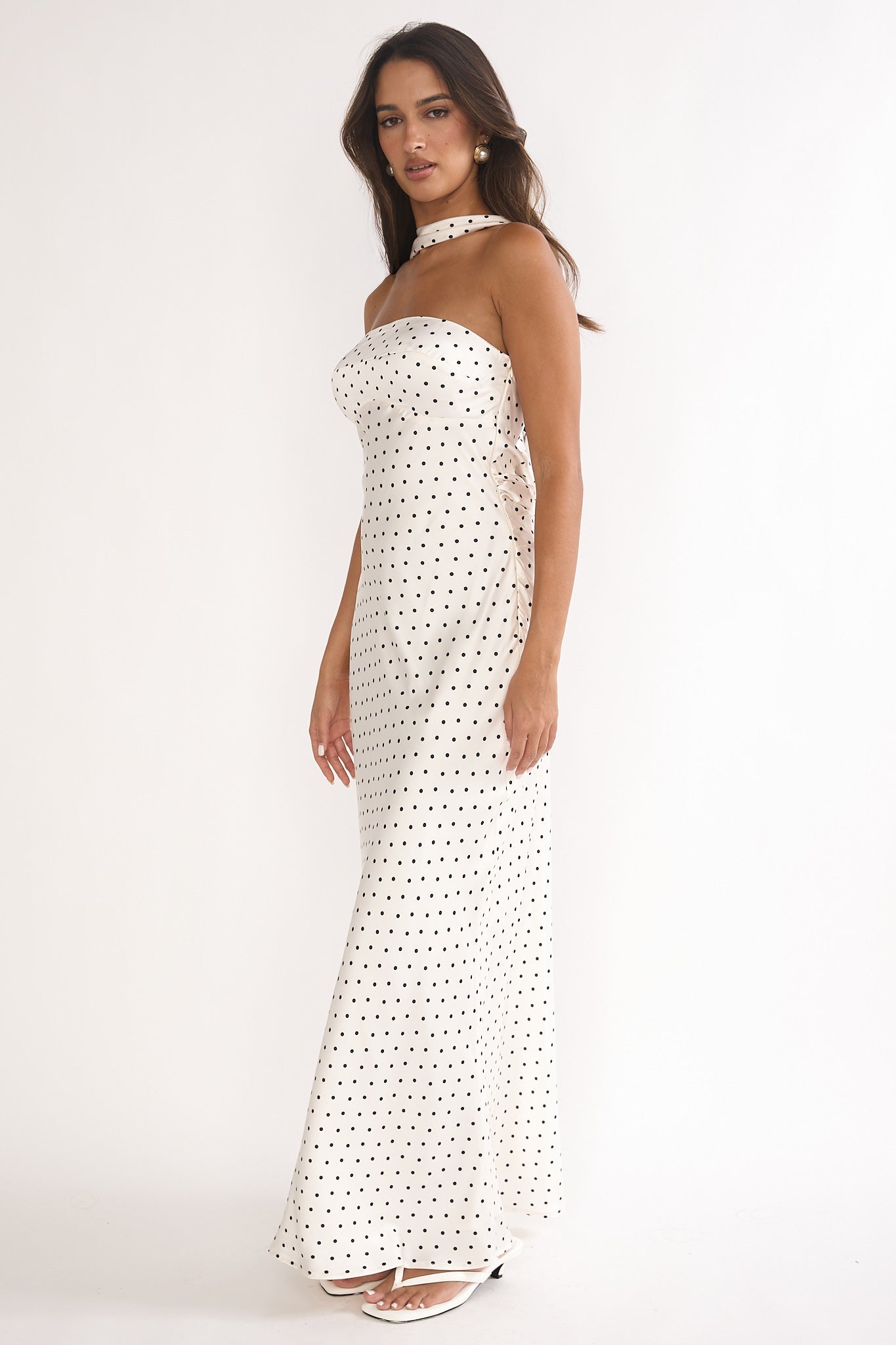 Damsel Reverse Halter Maxi Dress Polka Dot White by Selfie Leslie Australia