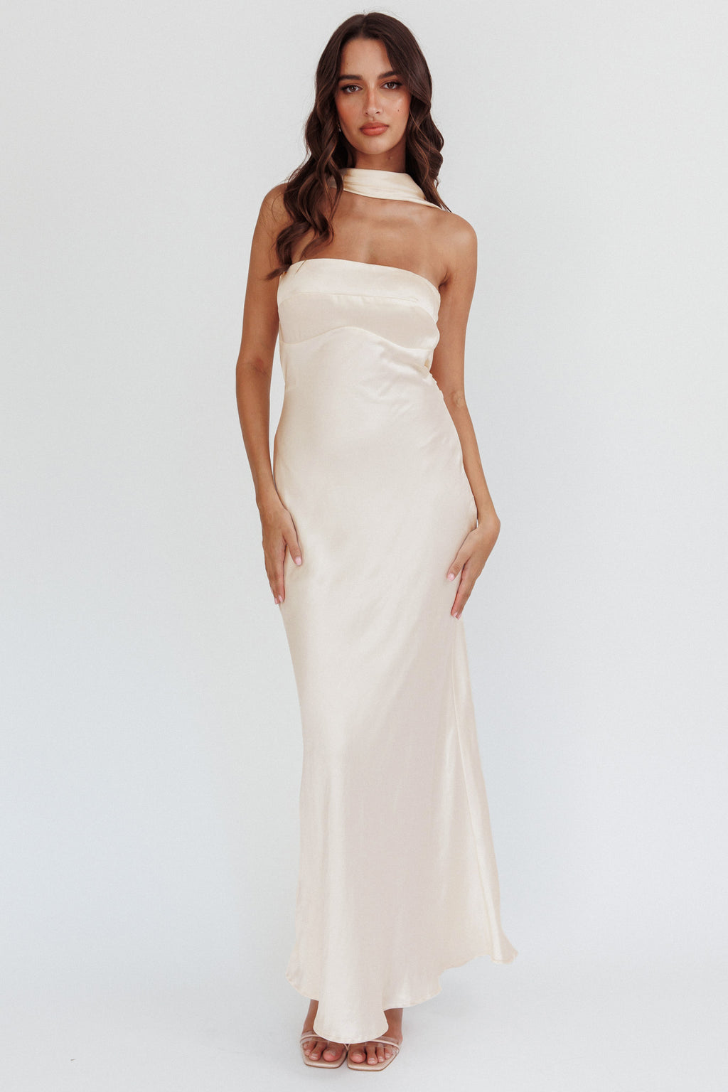 Damsel Reverse Halter Maxi Dress Oyster by Selfie Leslie Australia