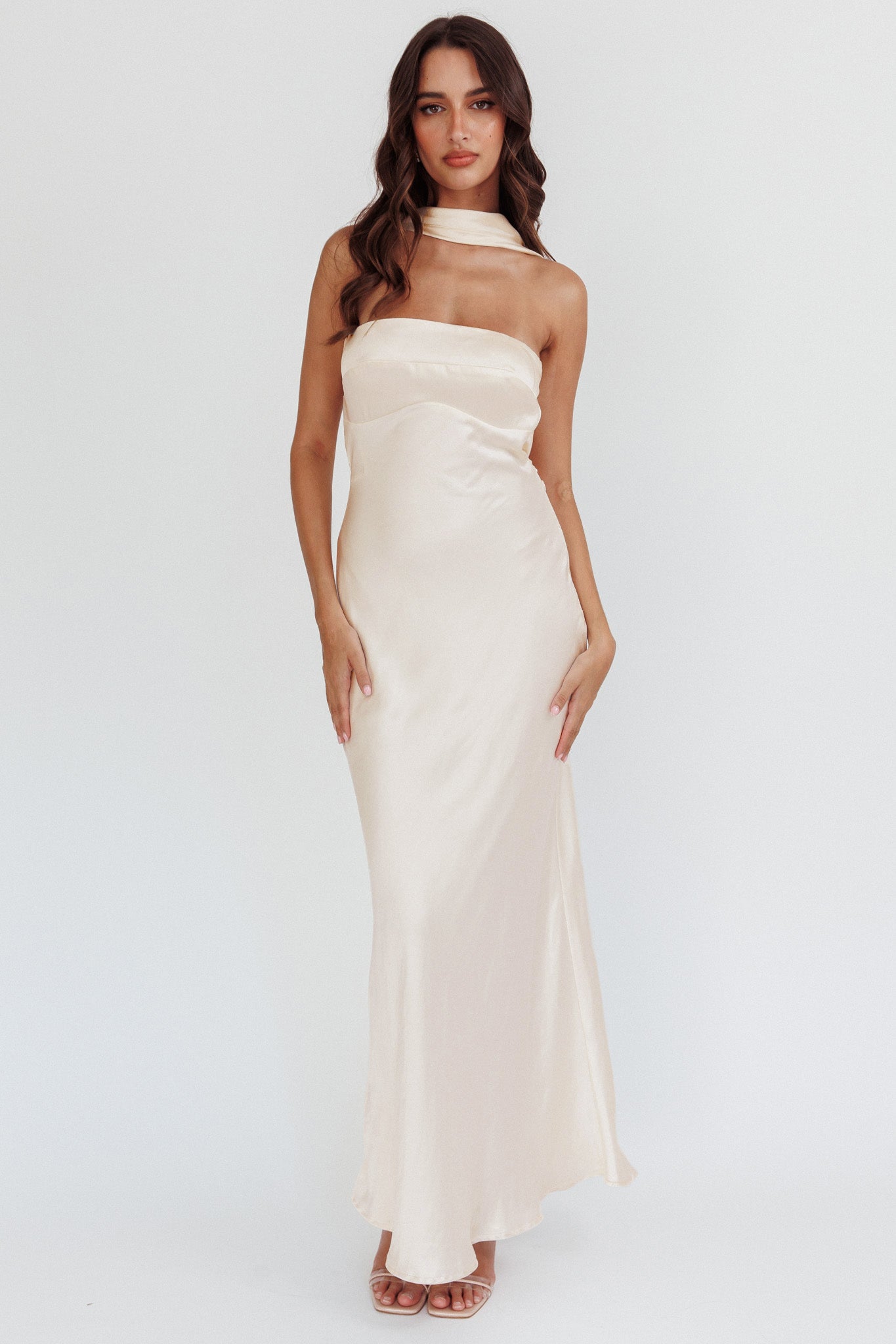 Damsel Reverse Halter Maxi Dress Oyster by Selfie Leslie Australia