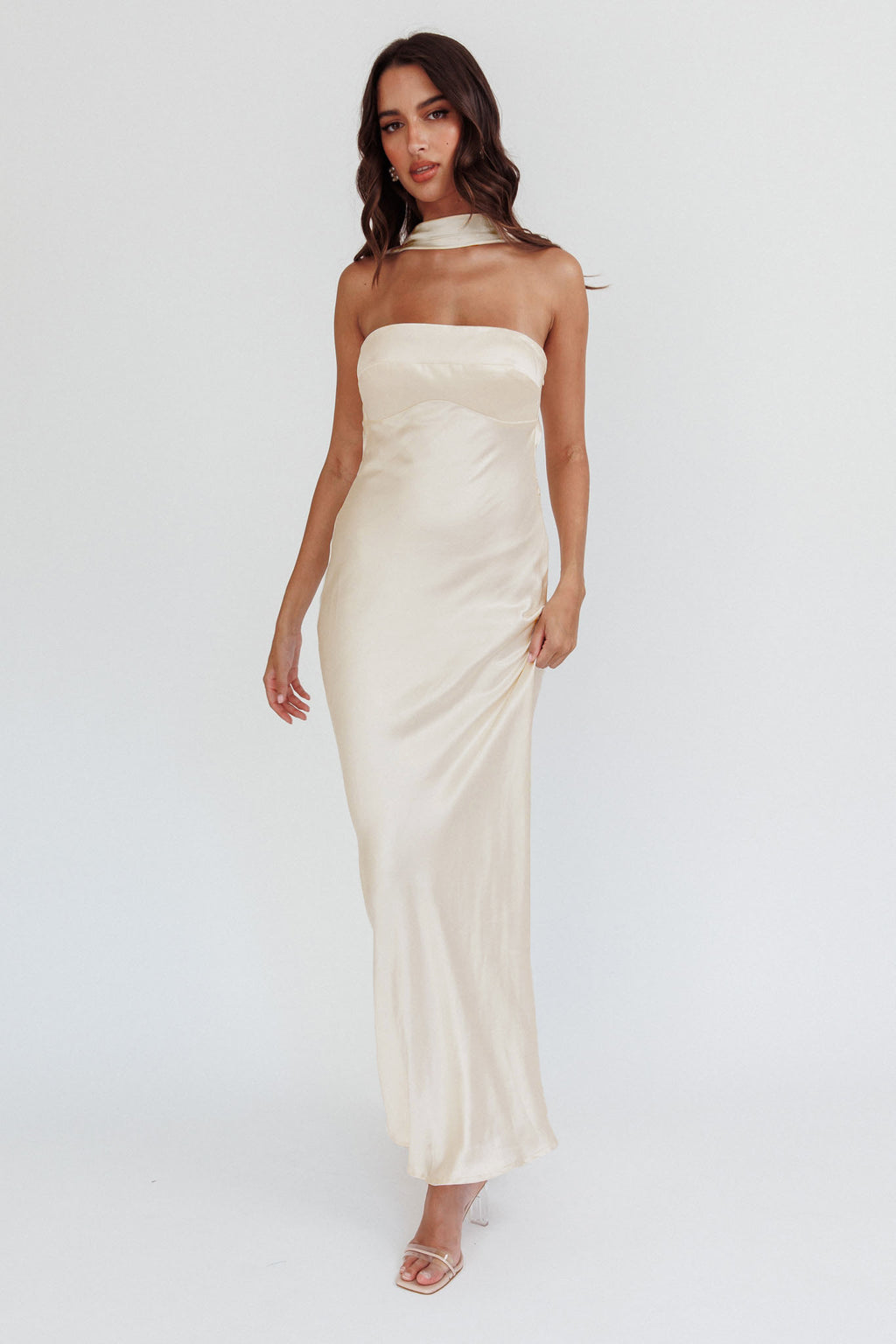 Damsel Reverse Halter Maxi Dress Oyster by Selfie Leslie Australia