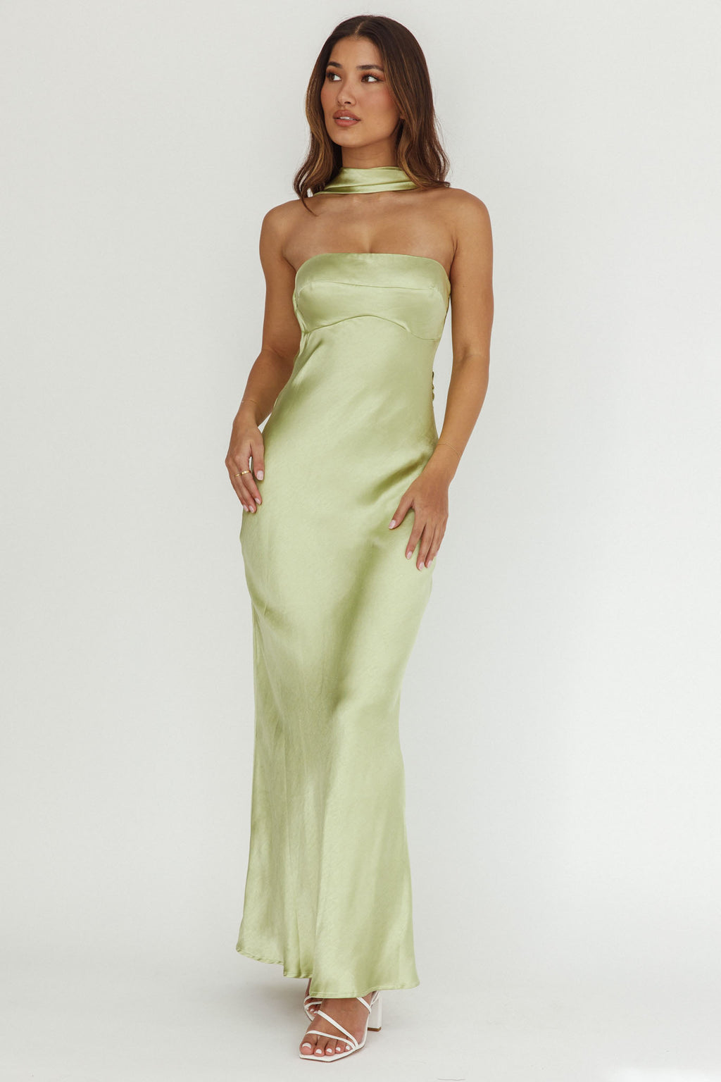 Damsel Reverse Halter Maxi Dress Pistachio by Selfie Leslie Australia