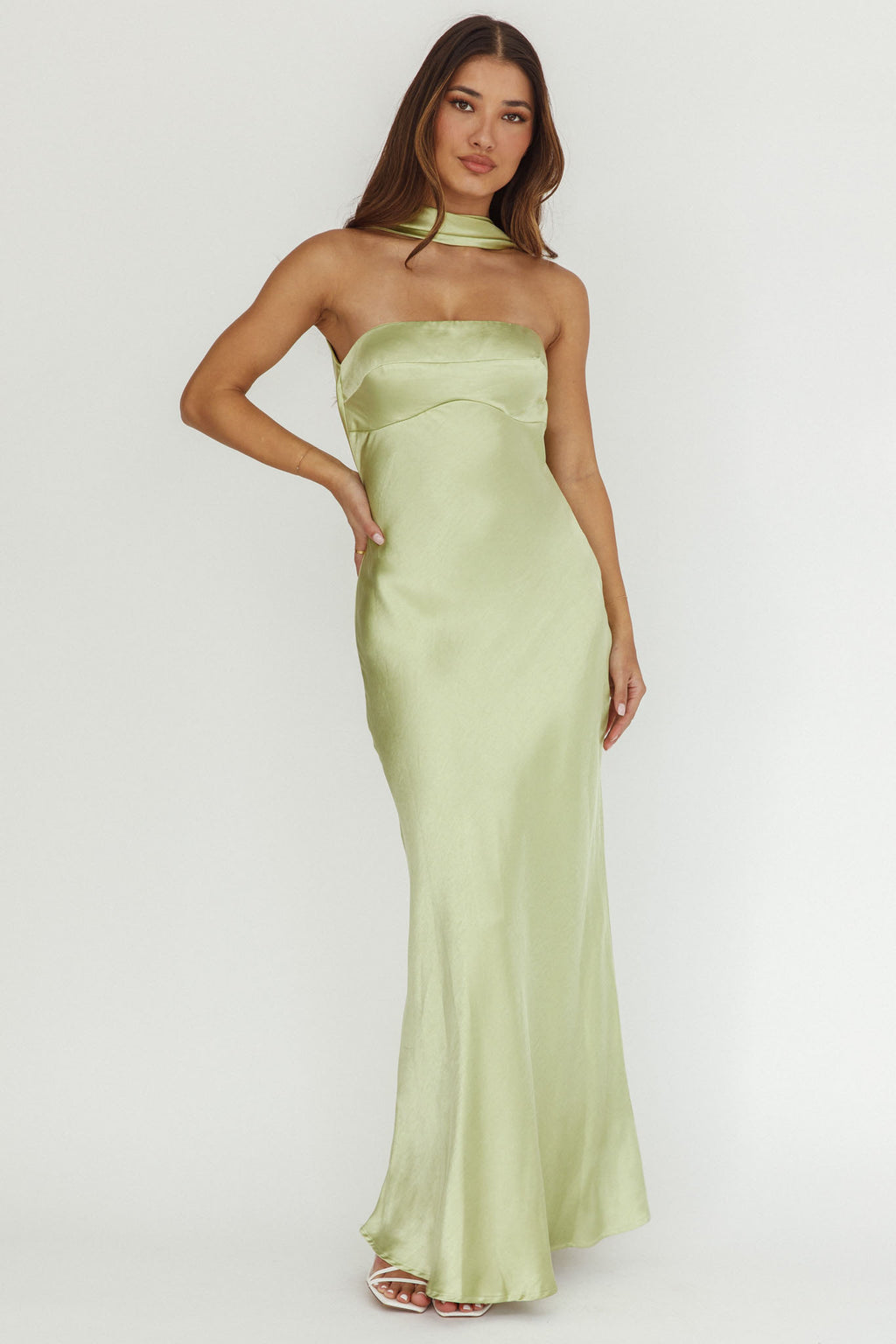 Damsel Reverse Halter Maxi Dress Pistachio by Selfie Leslie Australia