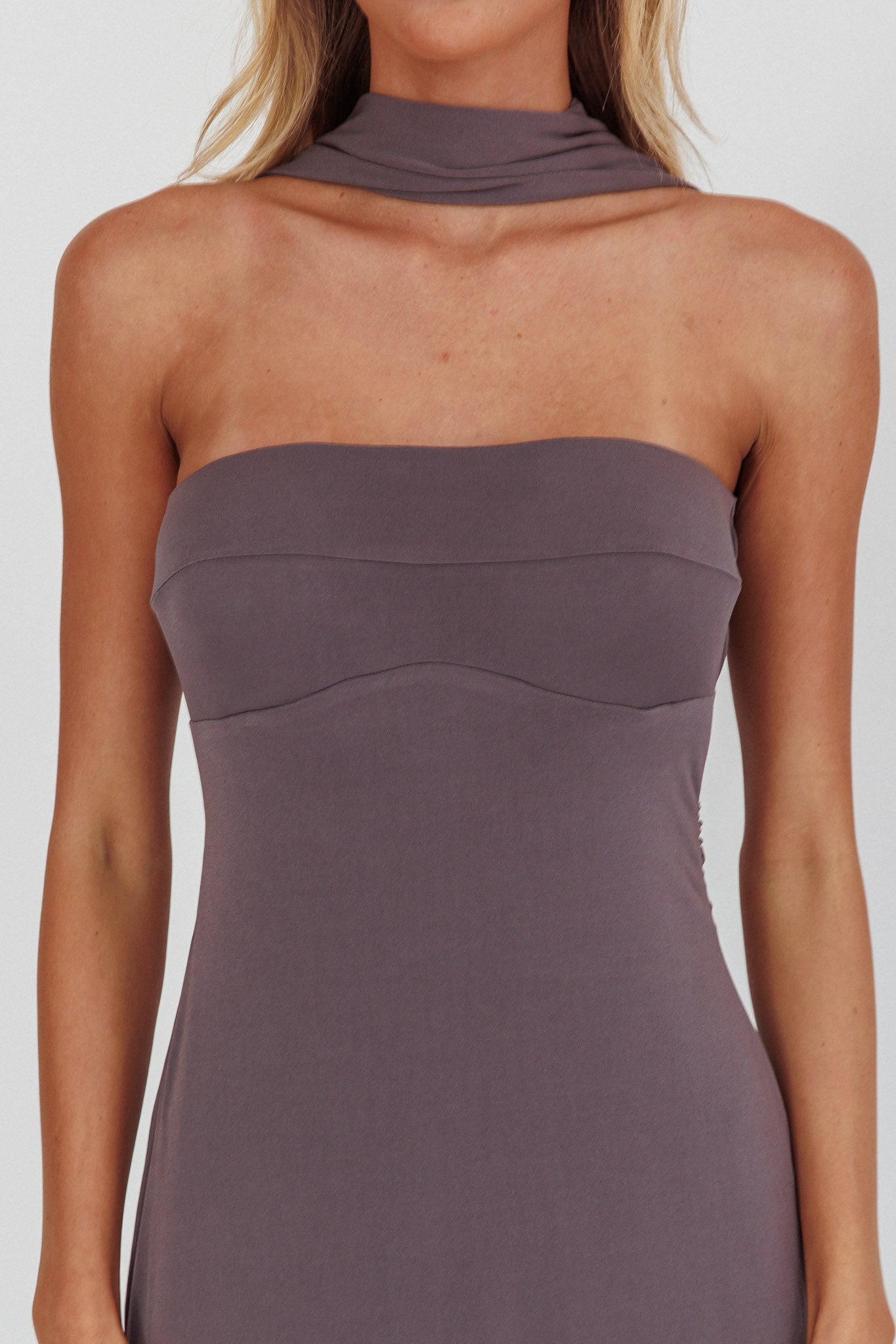 Damsel Reverse Halter Maxi Dress Charcoal by Selfie Leslie Australia