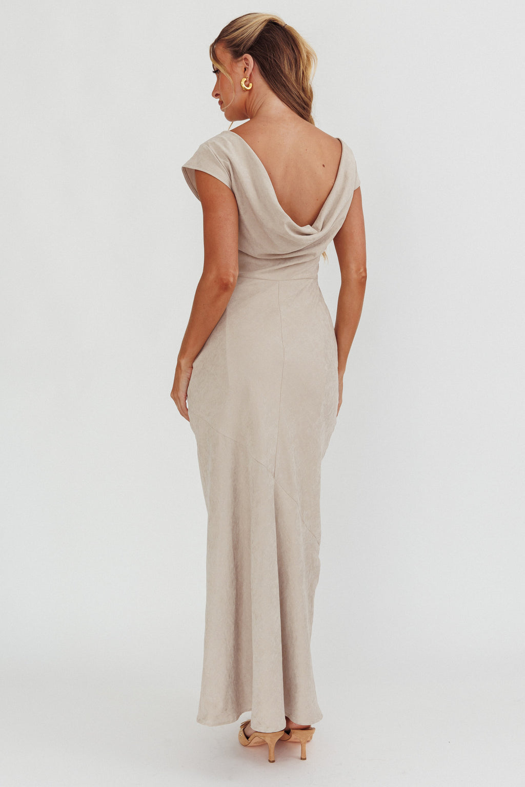 Maysa Cowl Back Maxi Dress Mushroom by Selfie Leslie Australia