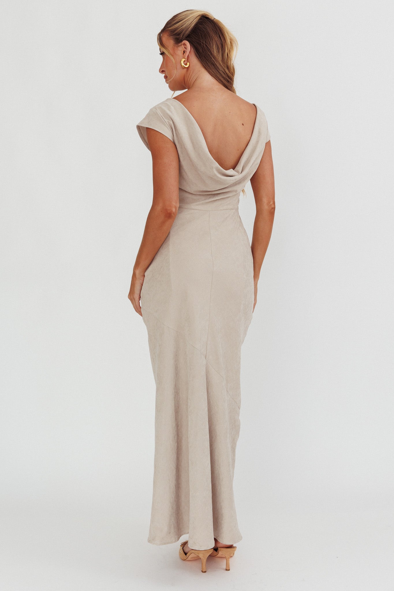 Maysa Cowl Back Maxi Dress Mushroom by Selfie Leslie Australia