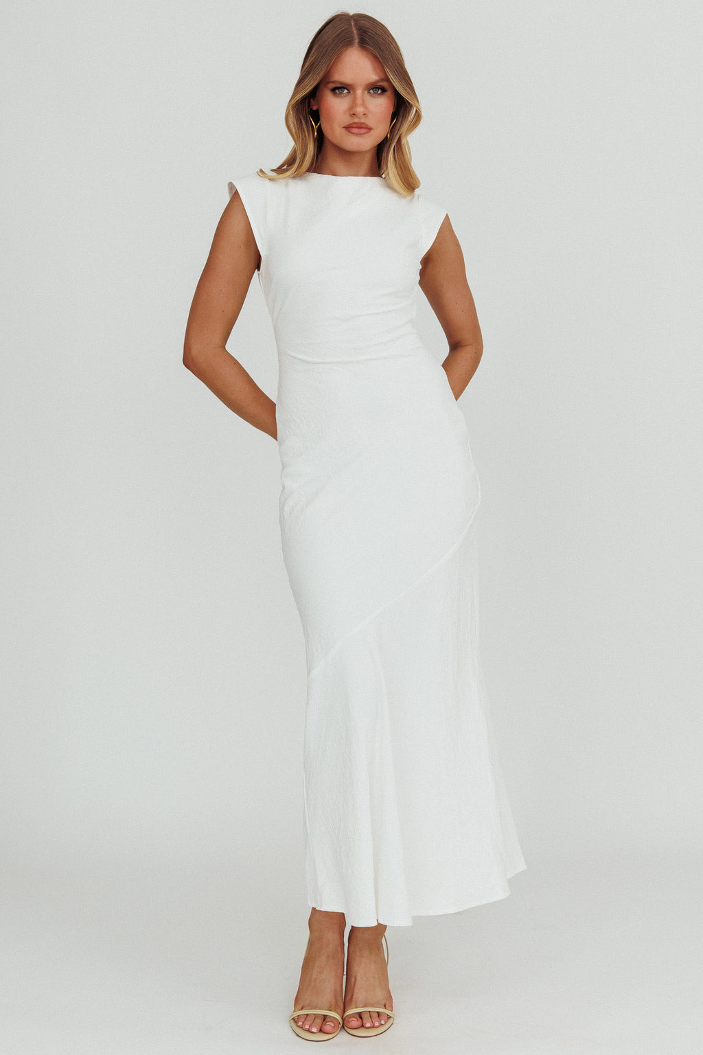 Maysa Cowl Back Maxi Dress Off White by Selfie Leslie Australia