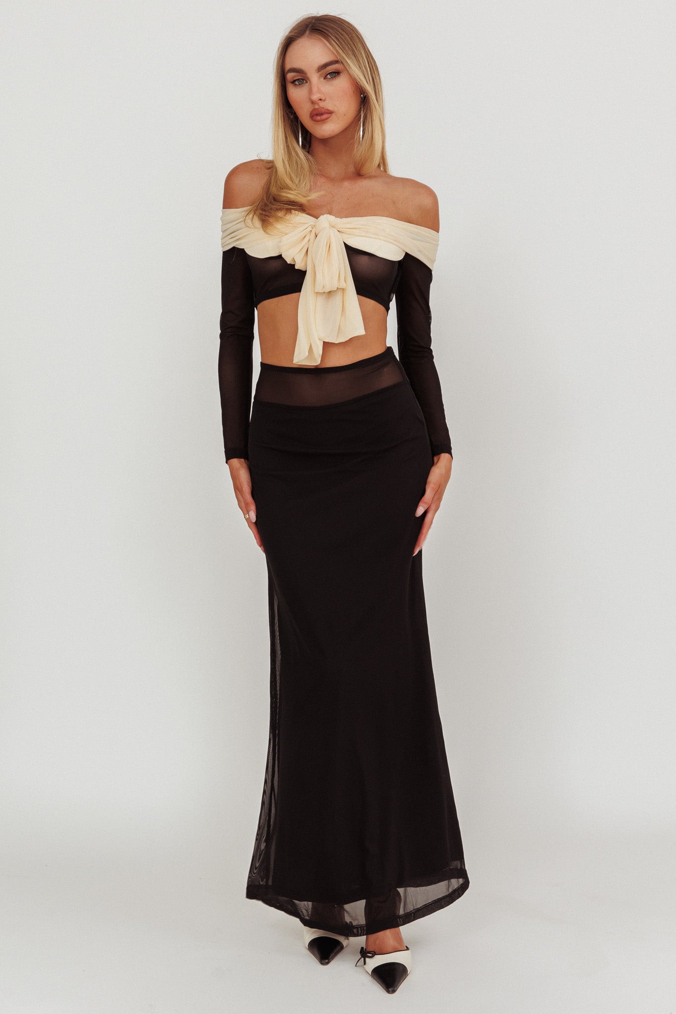 Perfect Worlds Mesh Maxi Skirt Black by Selfie Leslie Australia