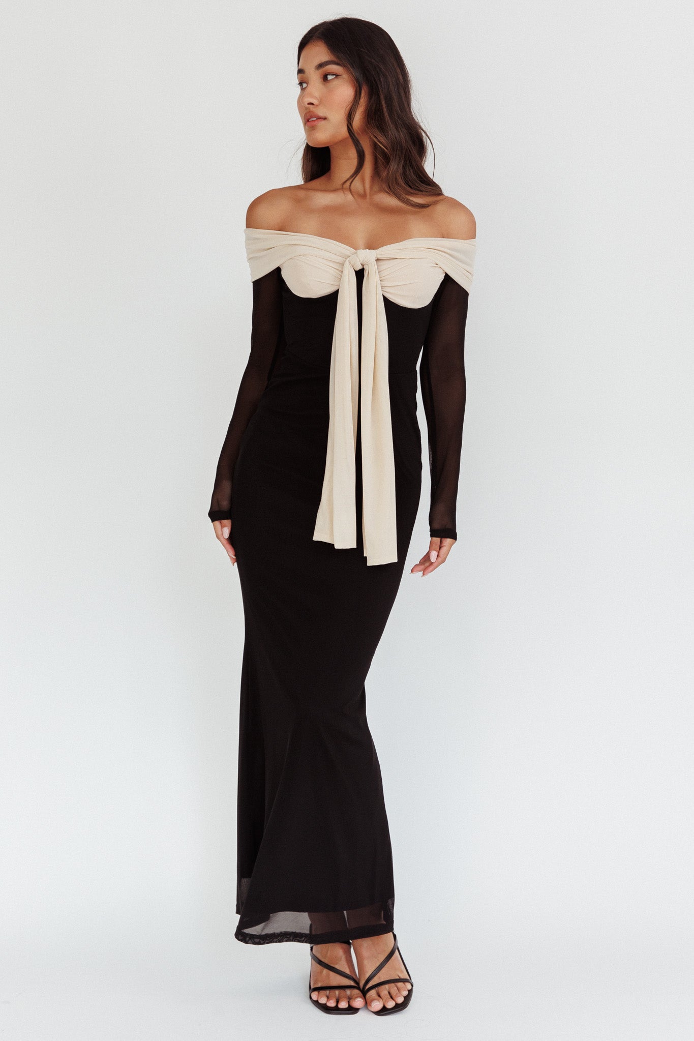 Perfect Worlds Off Shoulder Maxi Dress Black by Selfie Leslie Australia