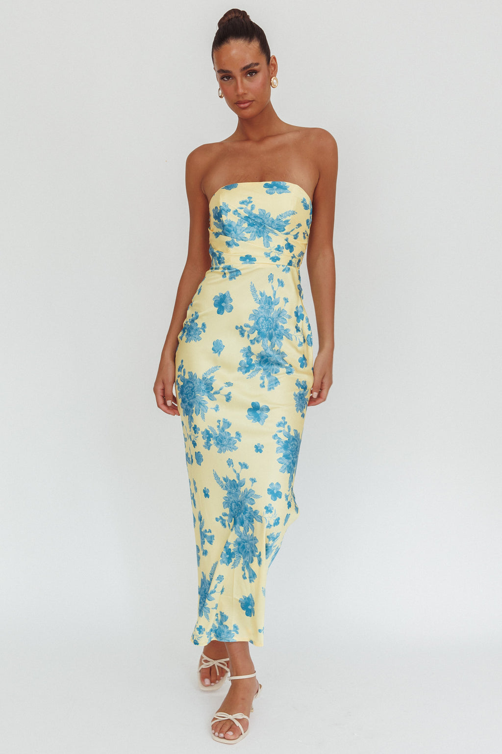 City Of Stars Strapless Maxi Dress Floral Yellow by Selfie Leslie Australia