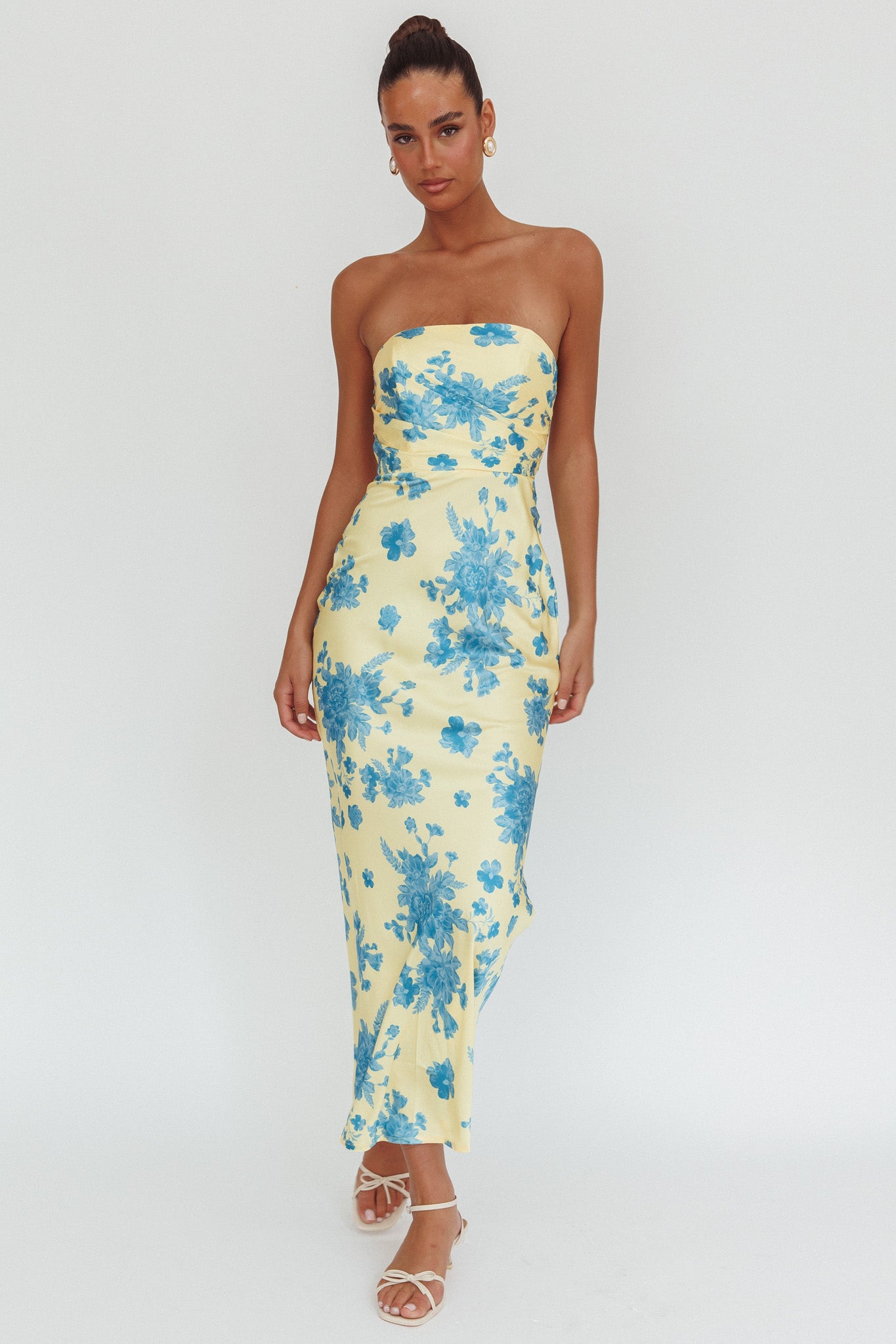 City Of Stars Strapless Maxi Dress Floral Yellow by Selfie Leslie Australia