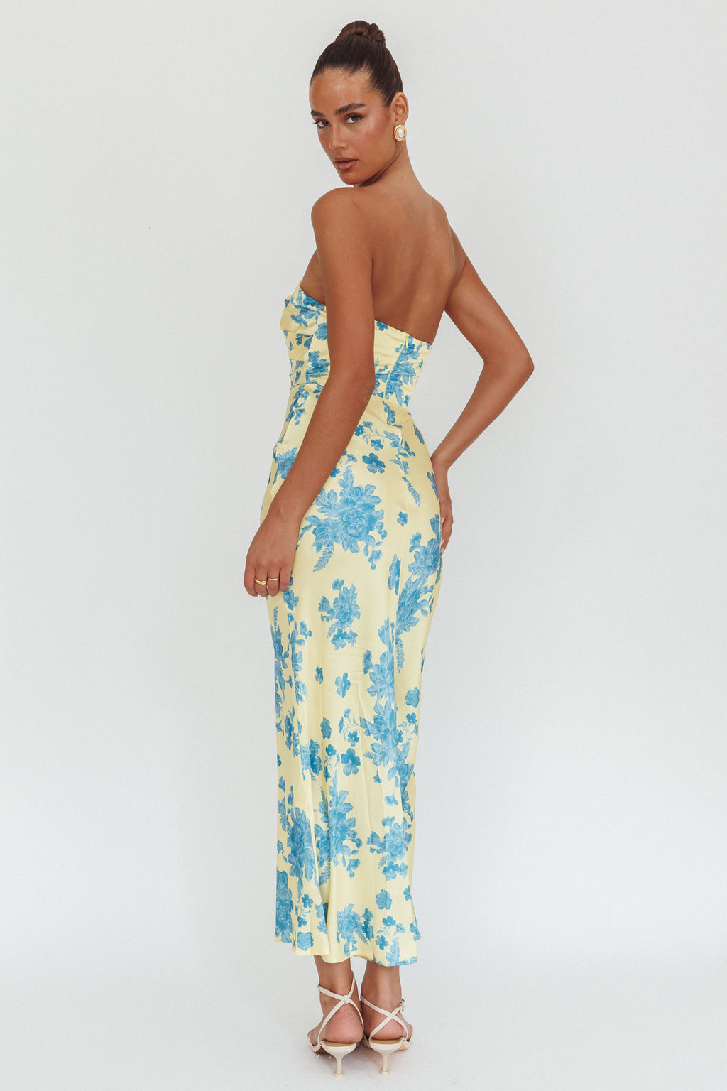City Of Stars Strapless Maxi Dress Floral Yellow by Selfie Leslie Australia