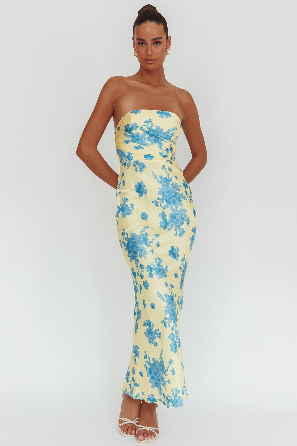 City Of Stars Strapless Maxi Dress Floral Yellow by Selfie Leslie Australia