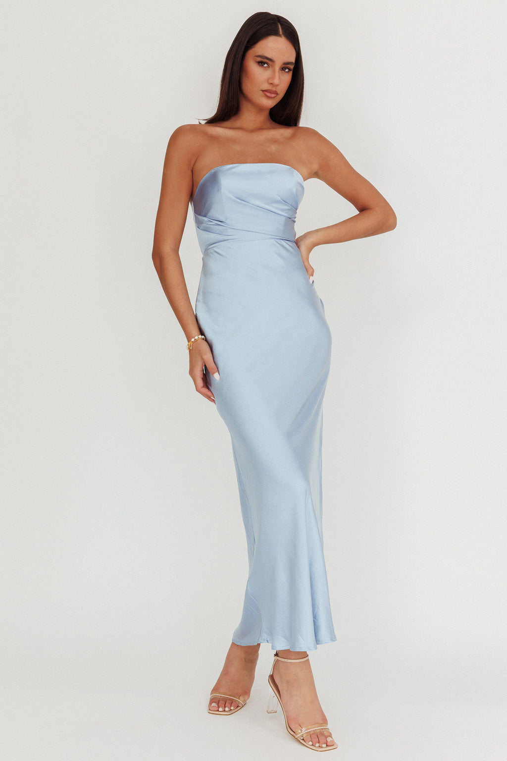 City Of Stars Strapless Maxi Dress Baby Blue by Selfie Leslie Australia