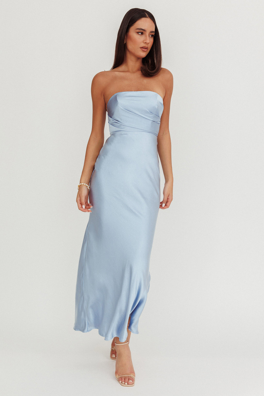 City Of Stars Strapless Maxi Dress Baby Blue by Selfie Leslie Australia