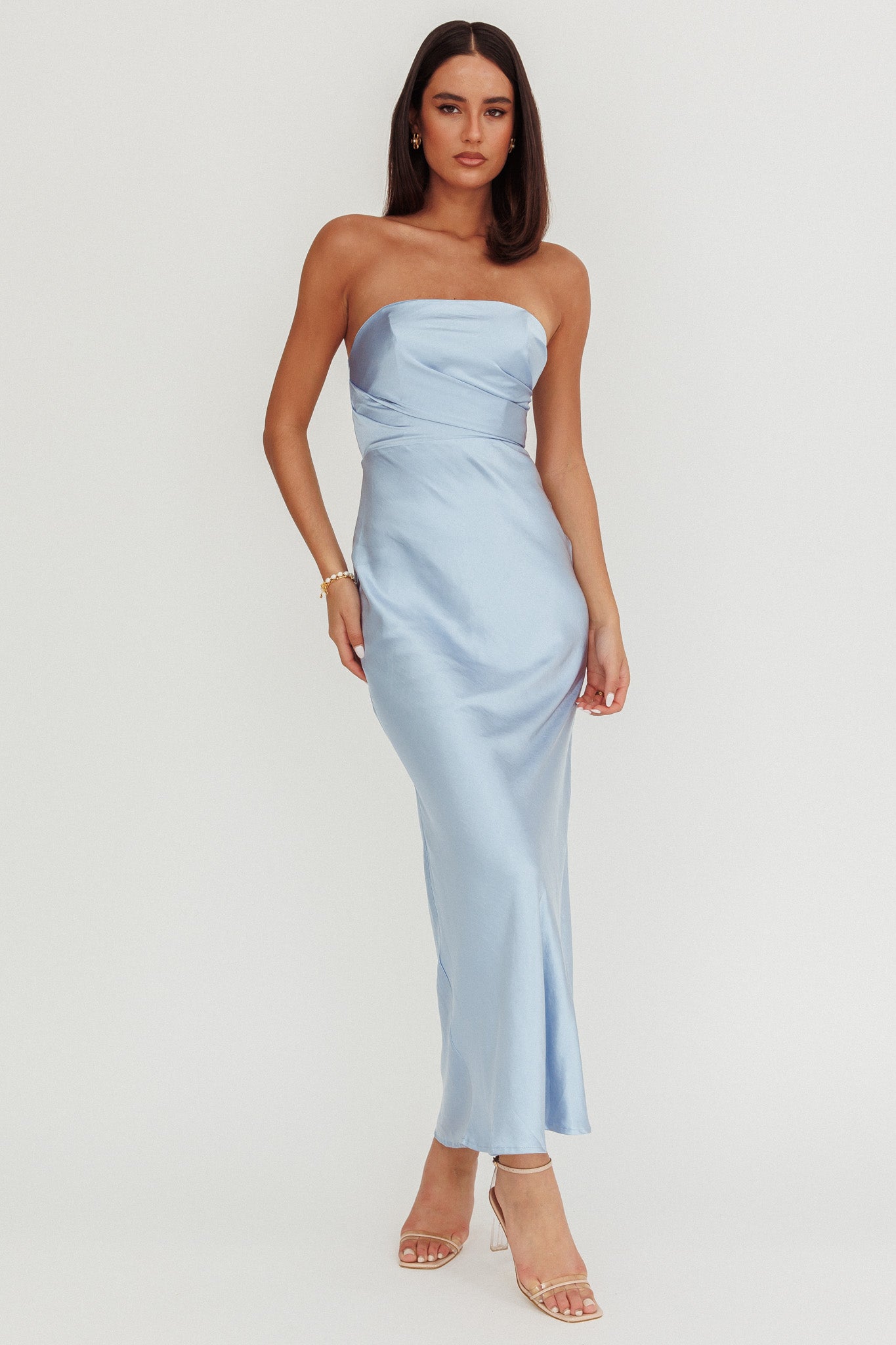 City Of Stars Strapless Maxi Dress Baby Blue by Selfie Leslie Australia