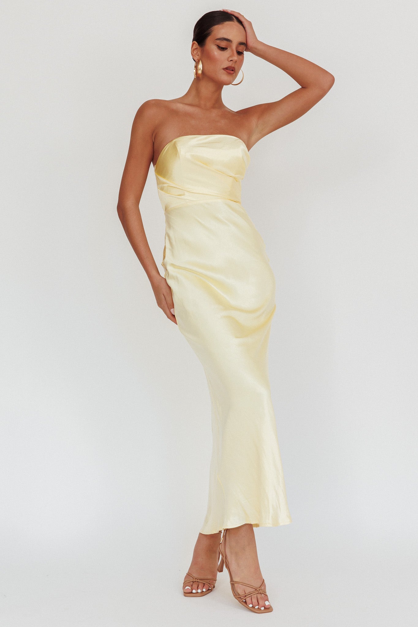 City Of Stars Strapless Maxi Dress Butter by Selfie Leslie Australia