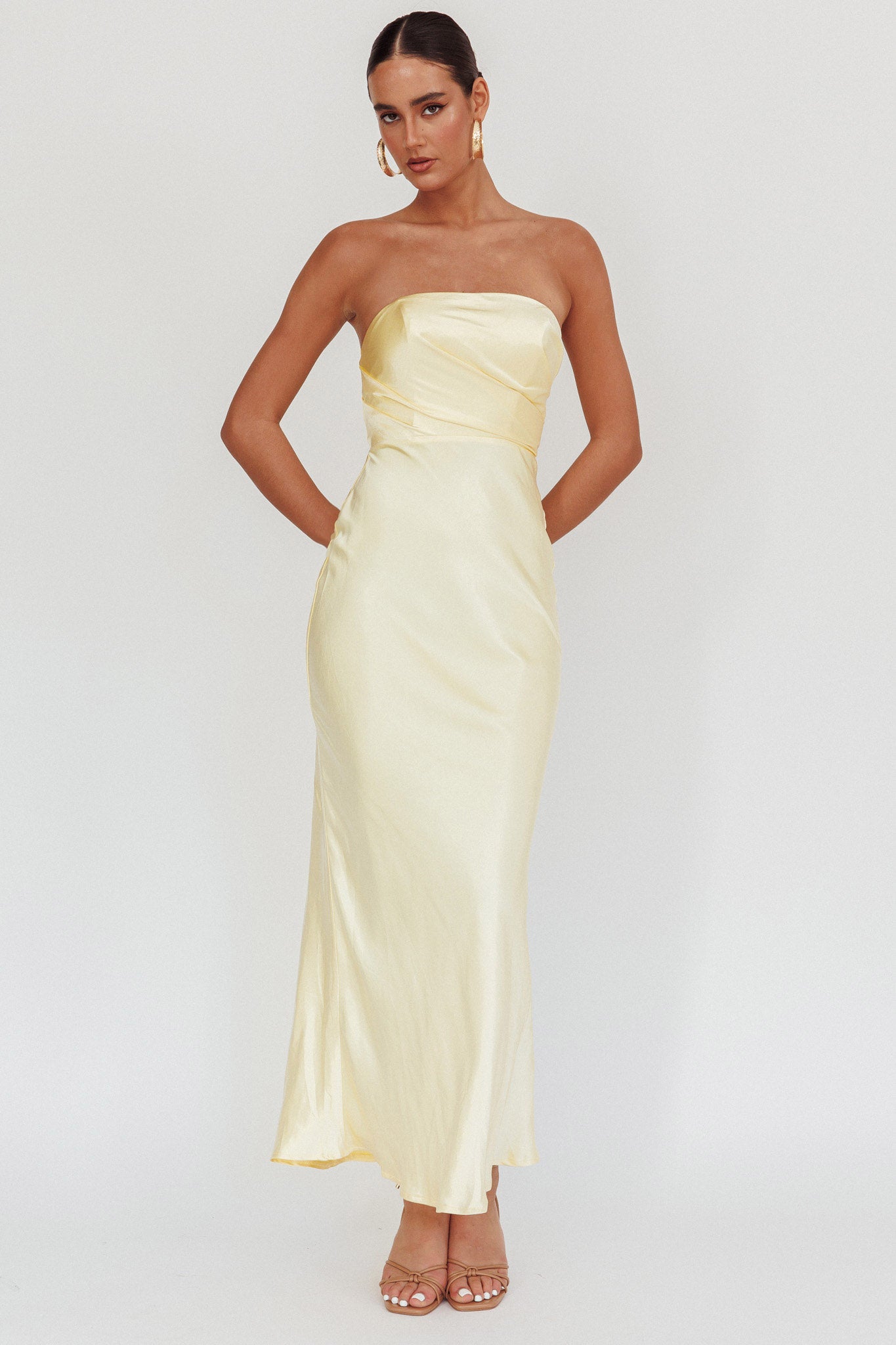 City Of Stars Strapless Maxi Dress Butter by Selfie Leslie Australia