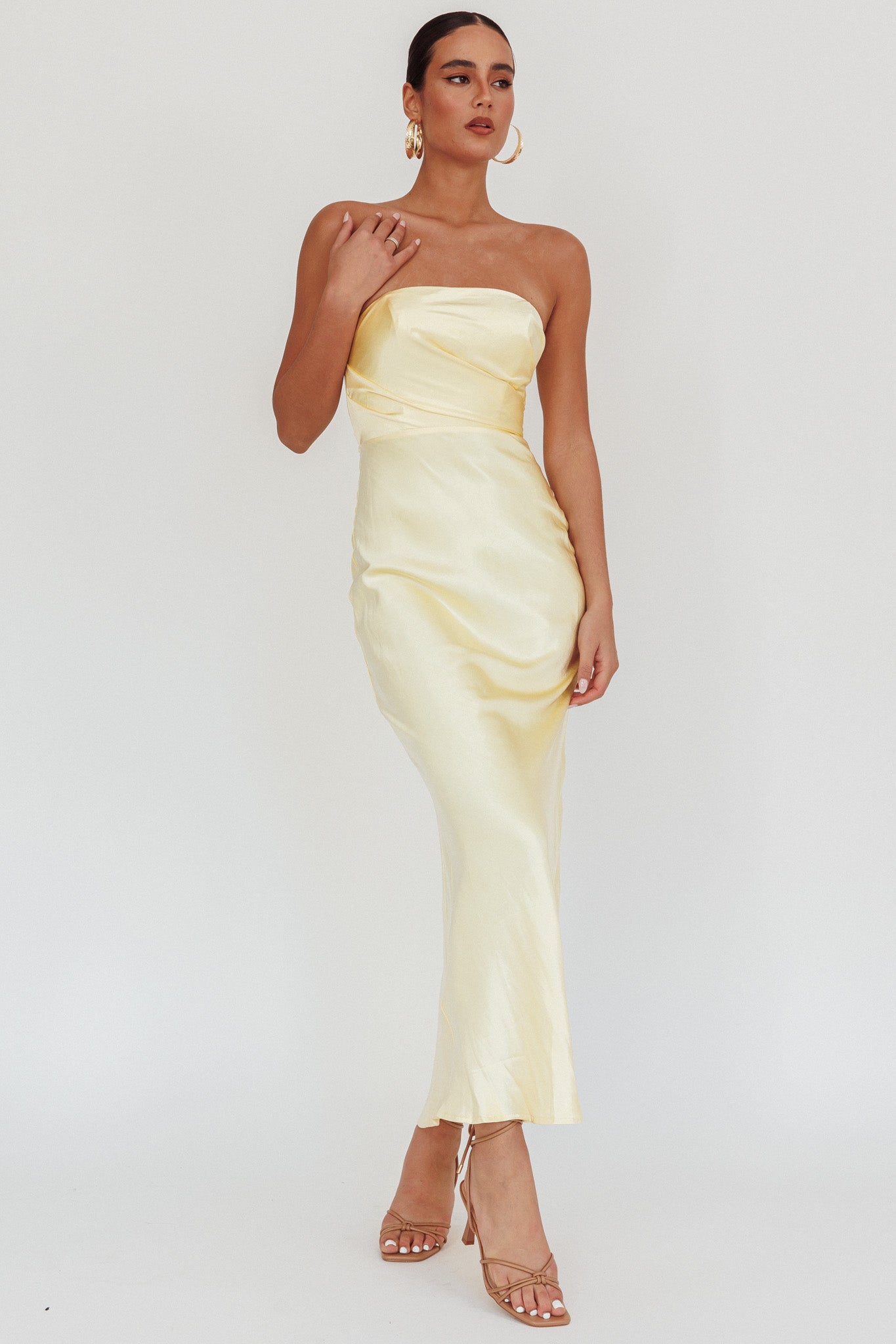 City Of Stars Strapless Maxi Dress Butter by Selfie Leslie Australia