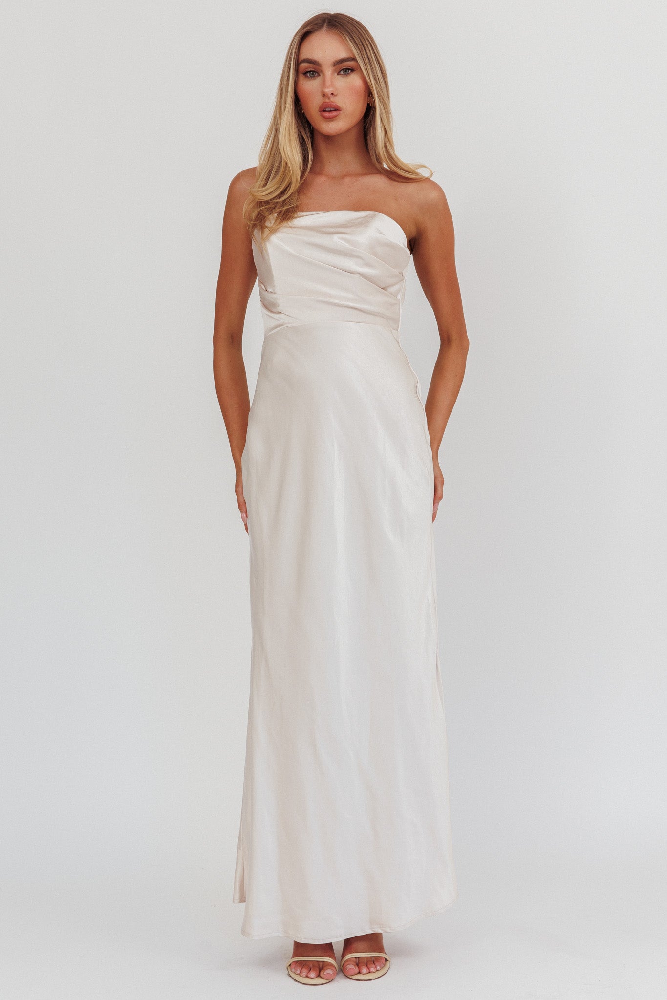 City Of Stars Strapless Maxi Dress Champagne by Selfie Leslie Australia