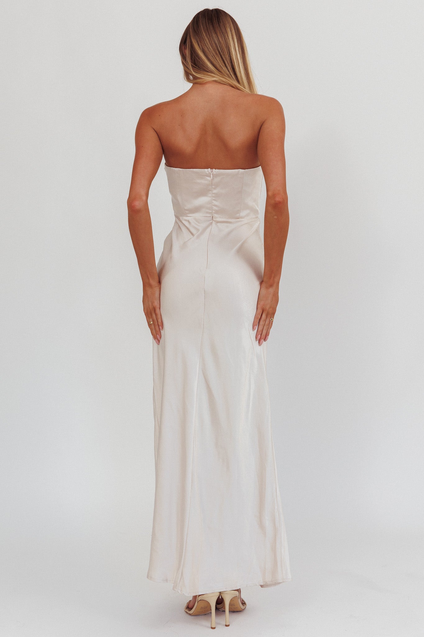City Of Stars Strapless Maxi Dress Champagne by Selfie Leslie Australia