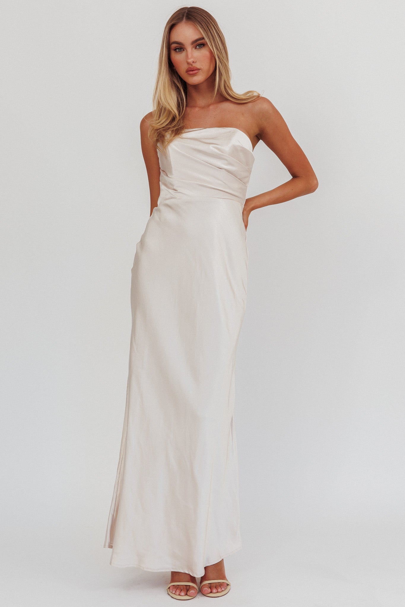 City Of Stars Strapless Maxi Dress Champagne by Selfie Leslie Australia