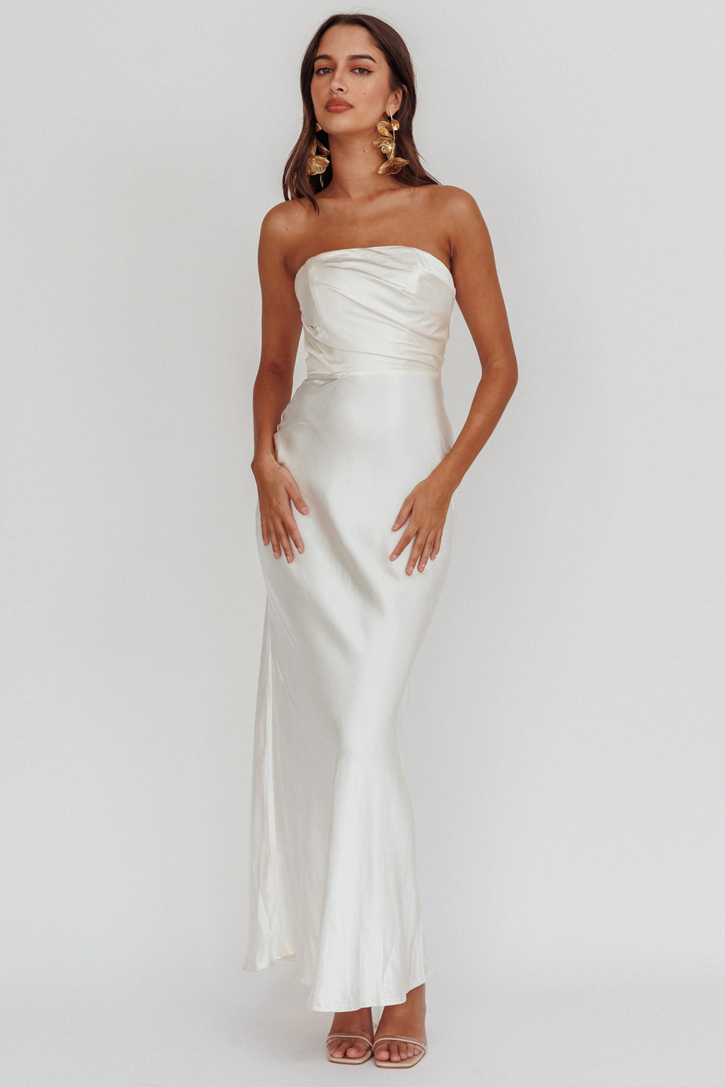 City Of Stars Strapless Maxi Dress Oyster by Selfie Leslie Australia
