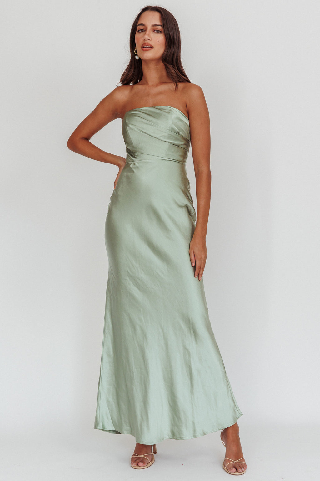City Of Stars Strapless Maxi Dress Pistachio by Selfie Leslie Australia