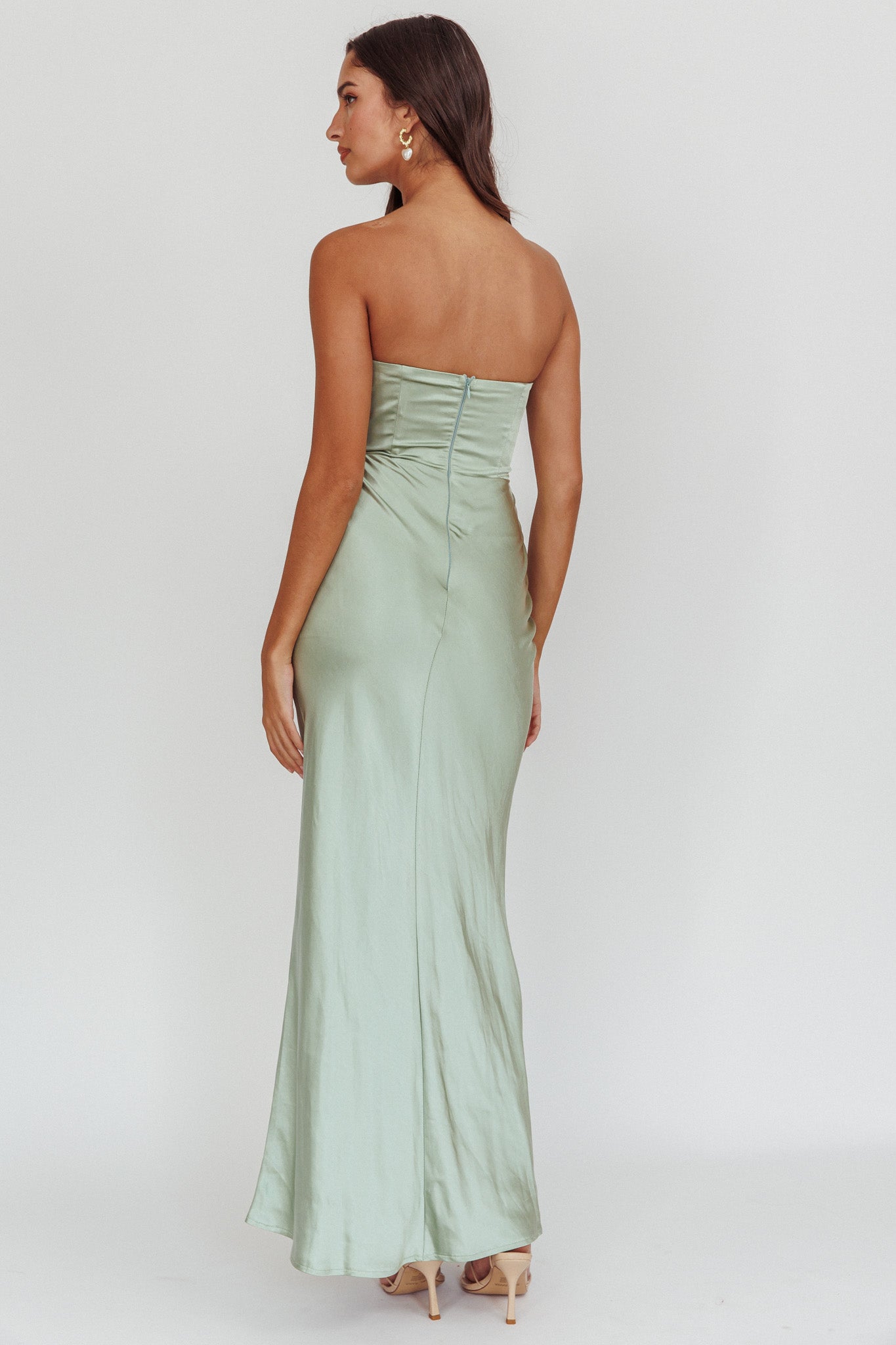 City Of Stars Strapless Maxi Dress Pistachio by Selfie Leslie Australia