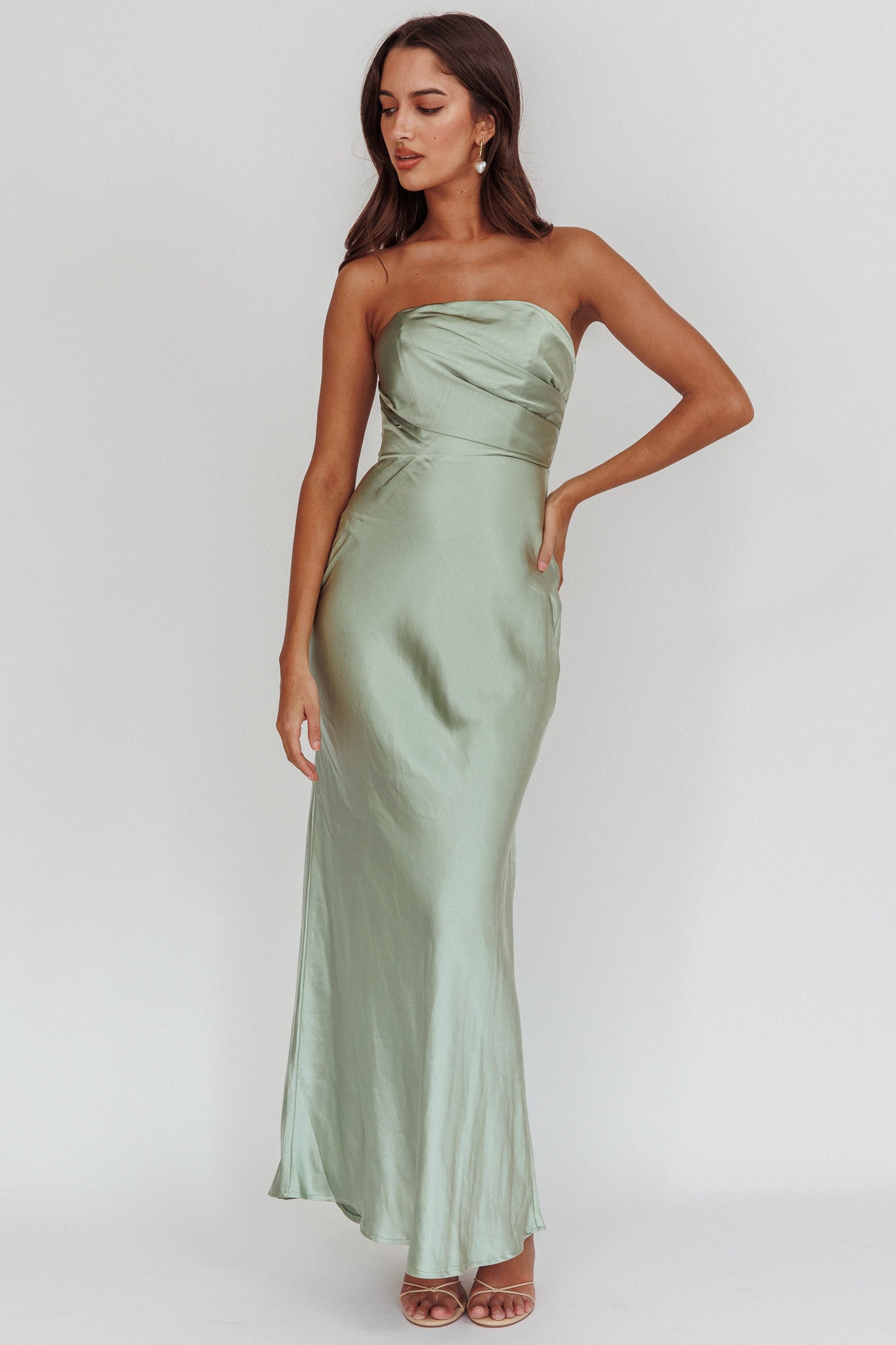 City Of Stars Strapless Maxi Dress Pistachio by Selfie Leslie Australia