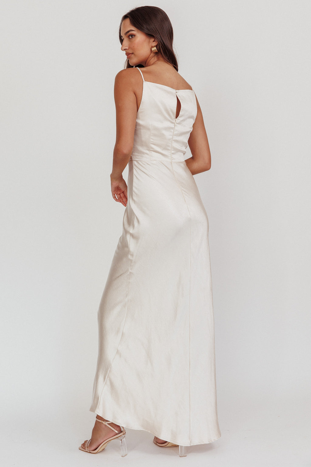 Laila Boat Neck Maxi Dress Stone Champagne by Selfie Leslie Australia