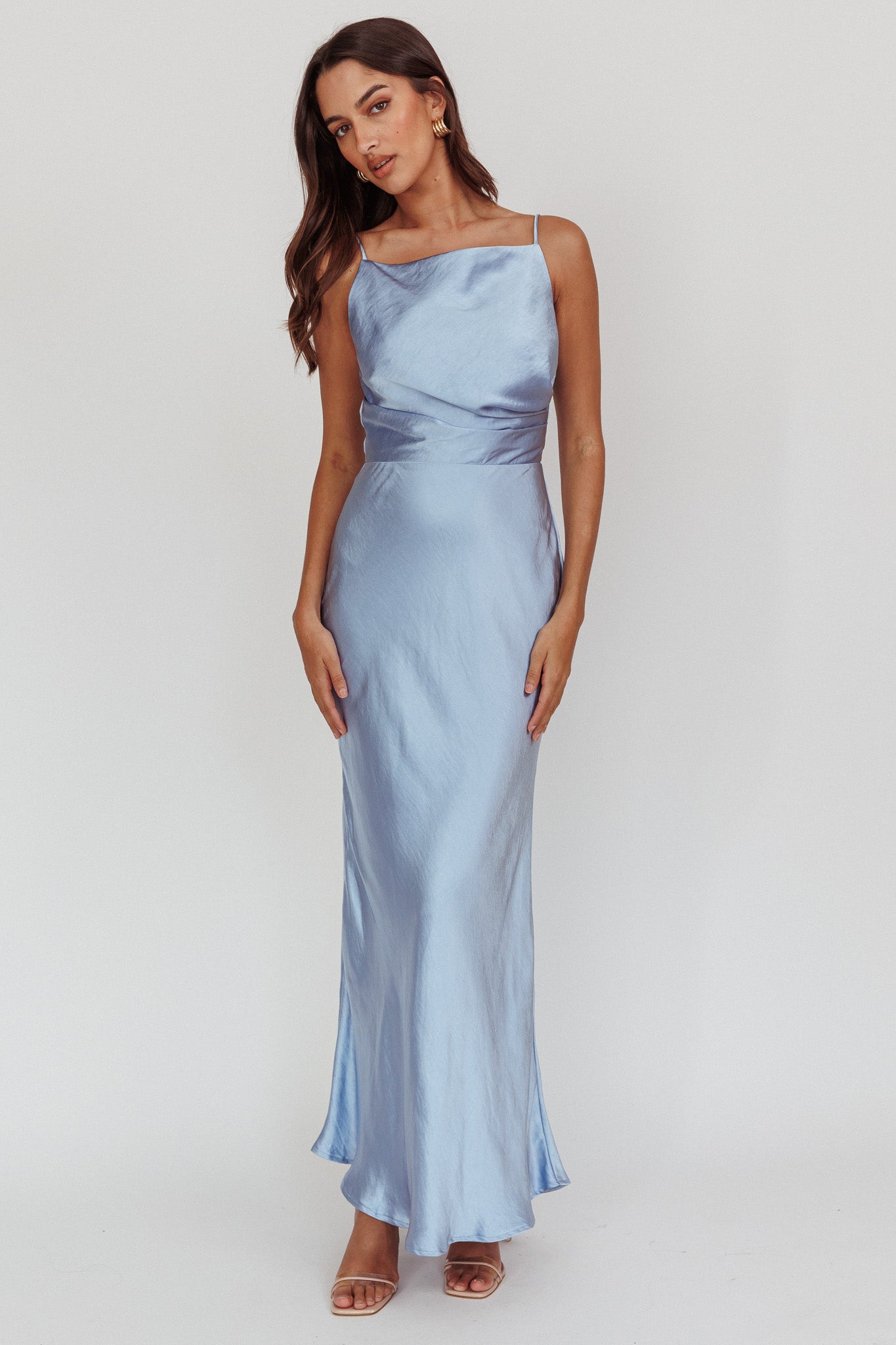 Laila Boat Neck Maxi Dress Stone Blue by Selfie Leslie Australia