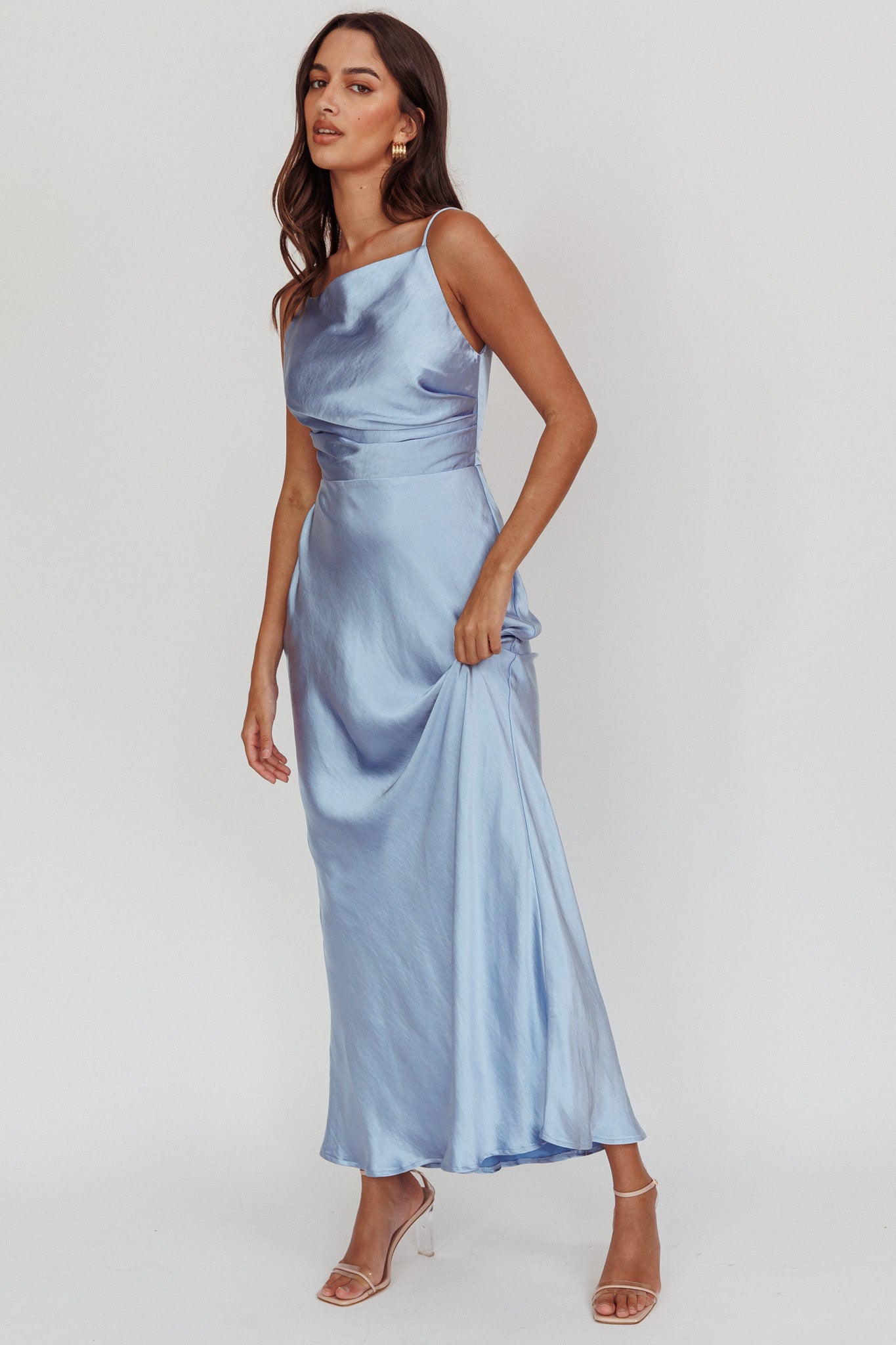 Laila Boat Neck Maxi Dress Stone Blue by Selfie Leslie Australia