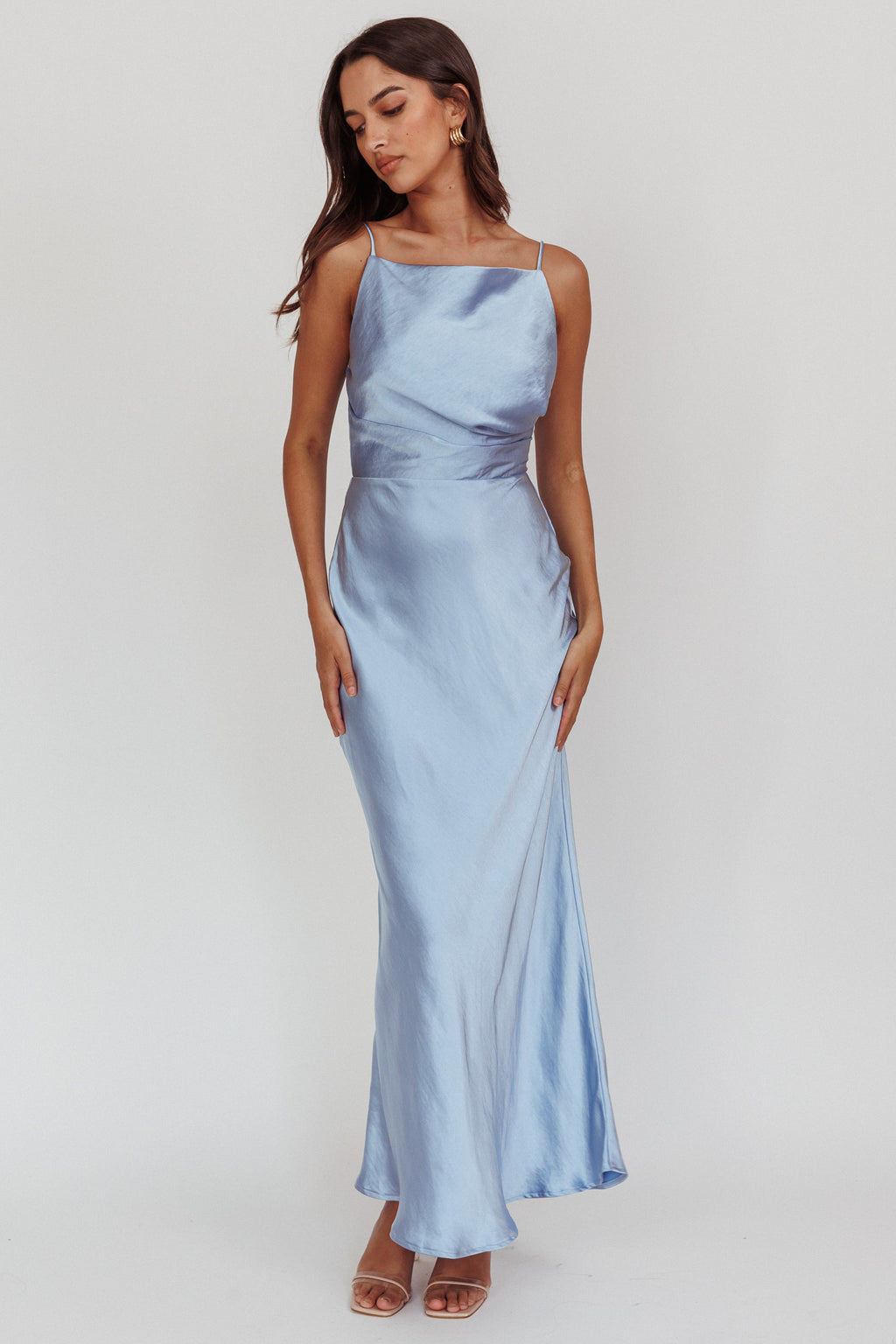 Laila Boat Neck Maxi Dress Stone Blue by Selfie Leslie Australia