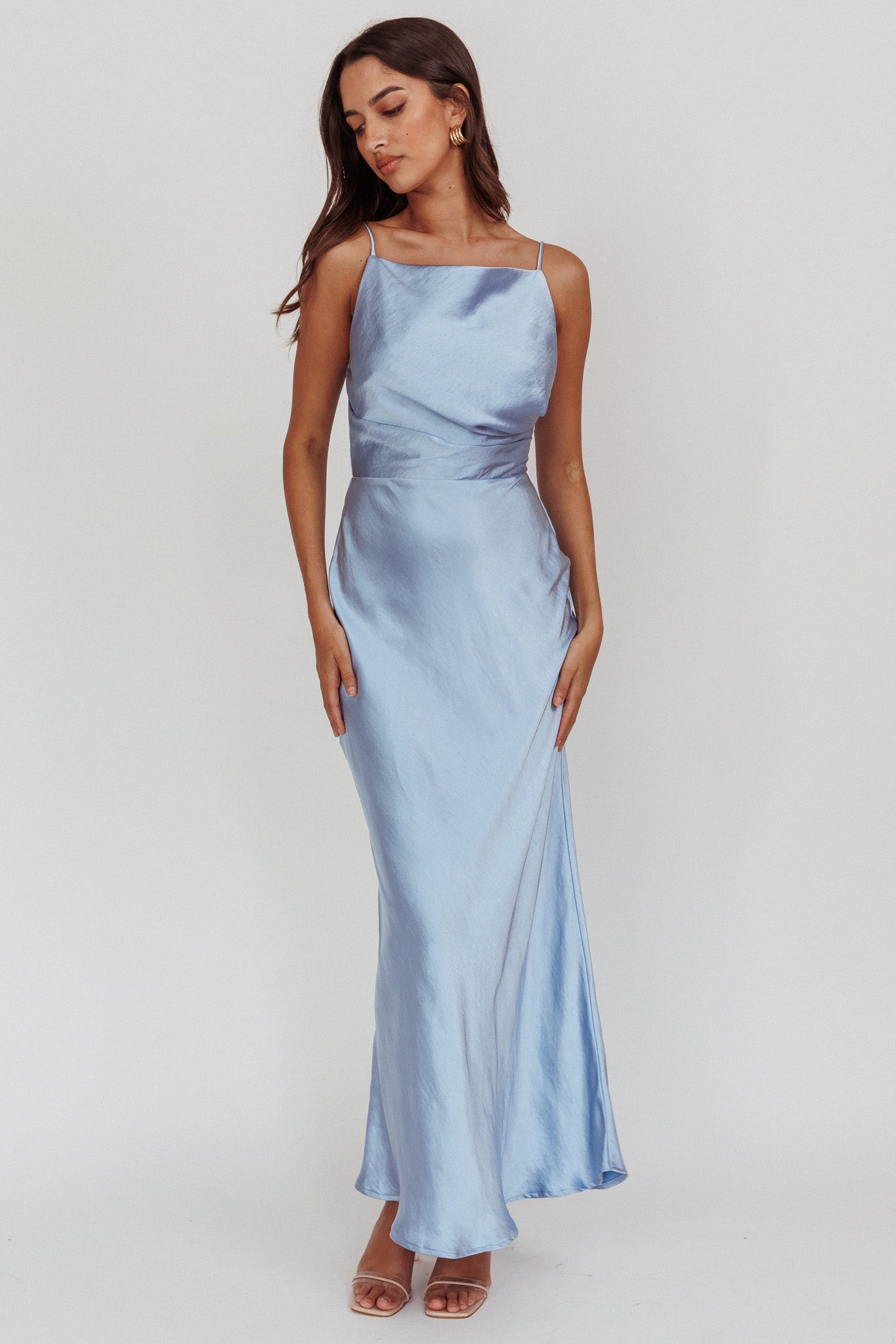 Laila Boat Neck Maxi Dress Stone Blue by Selfie Leslie Australia