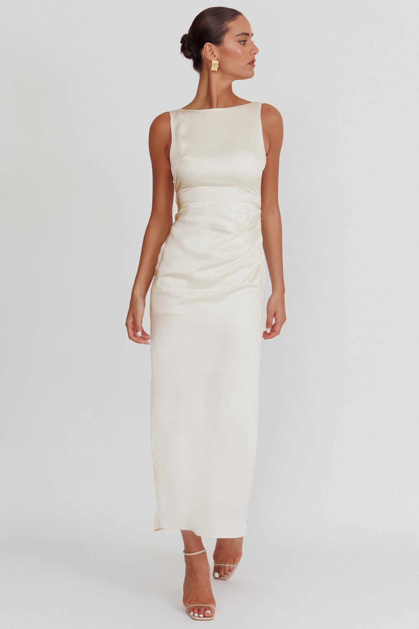 Leila Boat Neck Maxi Dress Ivory by Selfie Leslie Australia