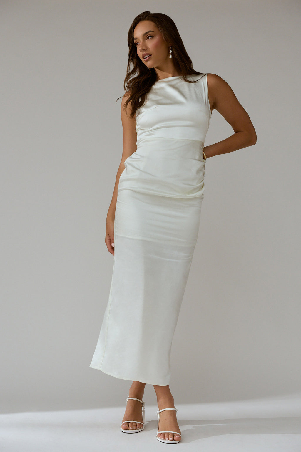 Leila Boat Neck Maxi Dress Ivory by Selfie Leslie Australia