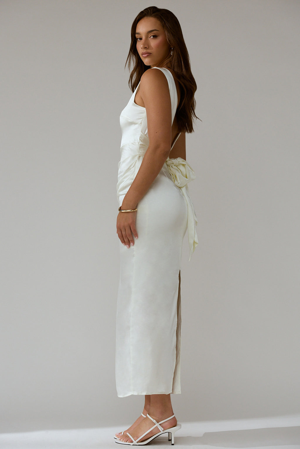 Leila Boat Neck Maxi Dress Ivory by Selfie Leslie Australia