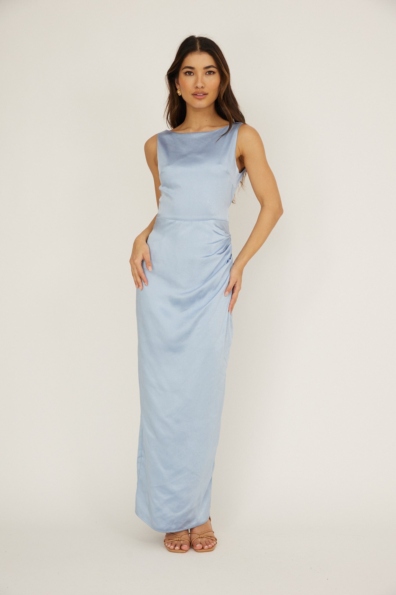 Leila Boat Neck Midi Dress Blue by Selfie Leslie Australia