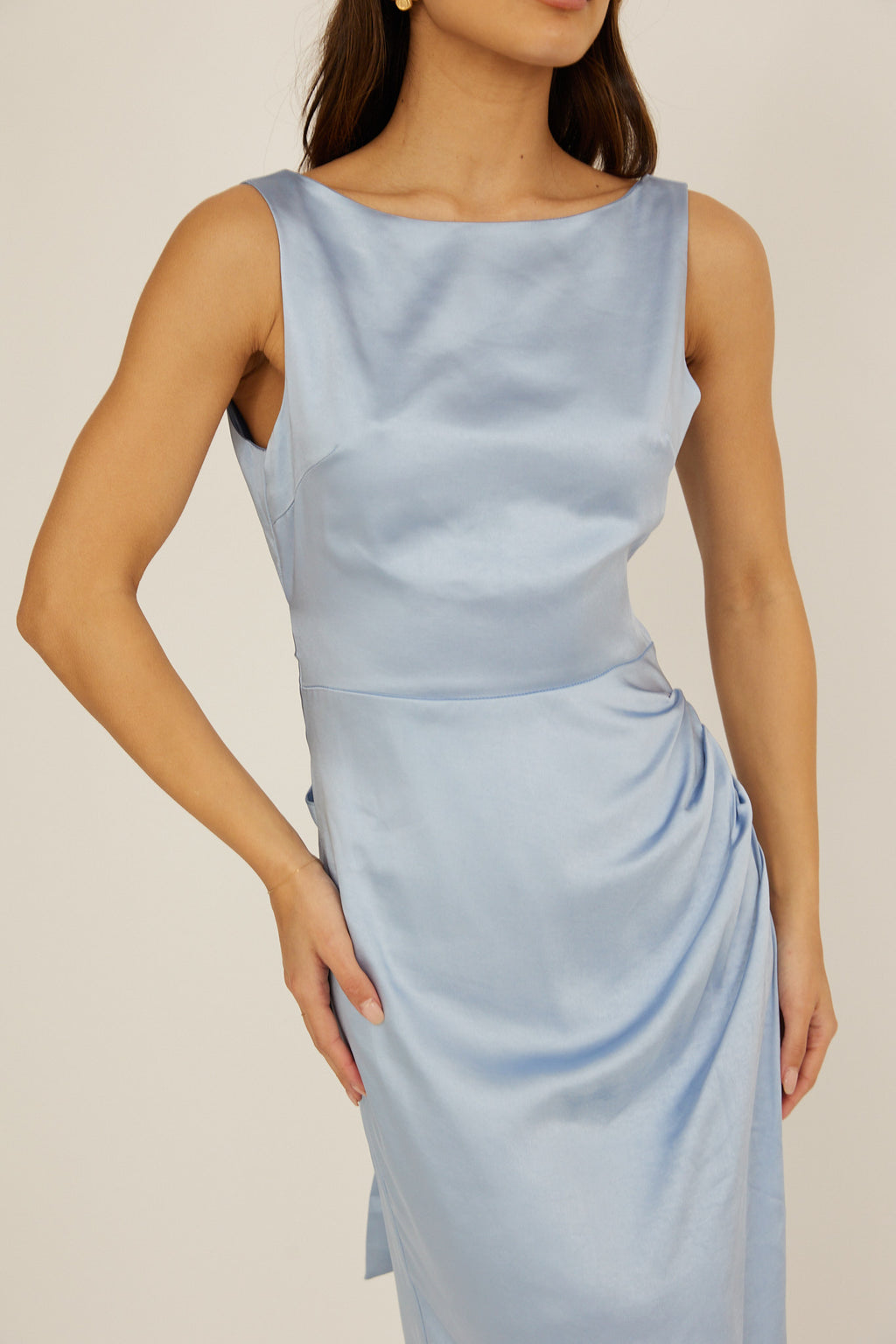 Leila Boat Neck Midi Dress Blue by Selfie Leslie Australia