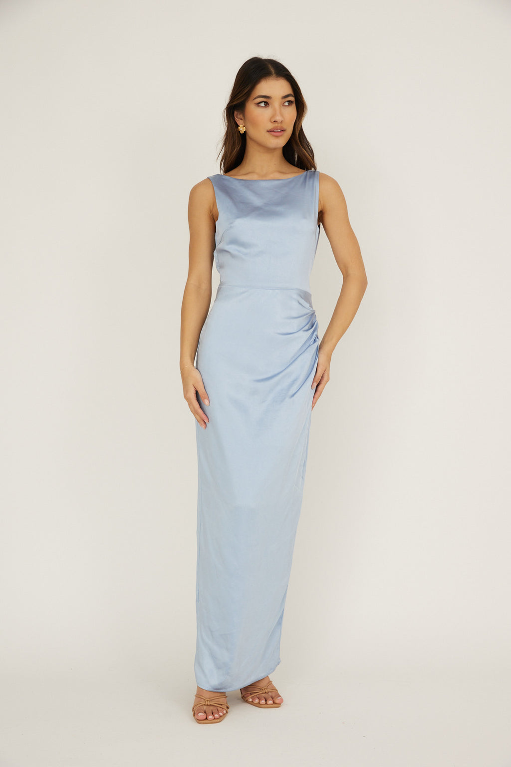 Leila Boat Neck Midi Dress Blue by Selfie Leslie Australia