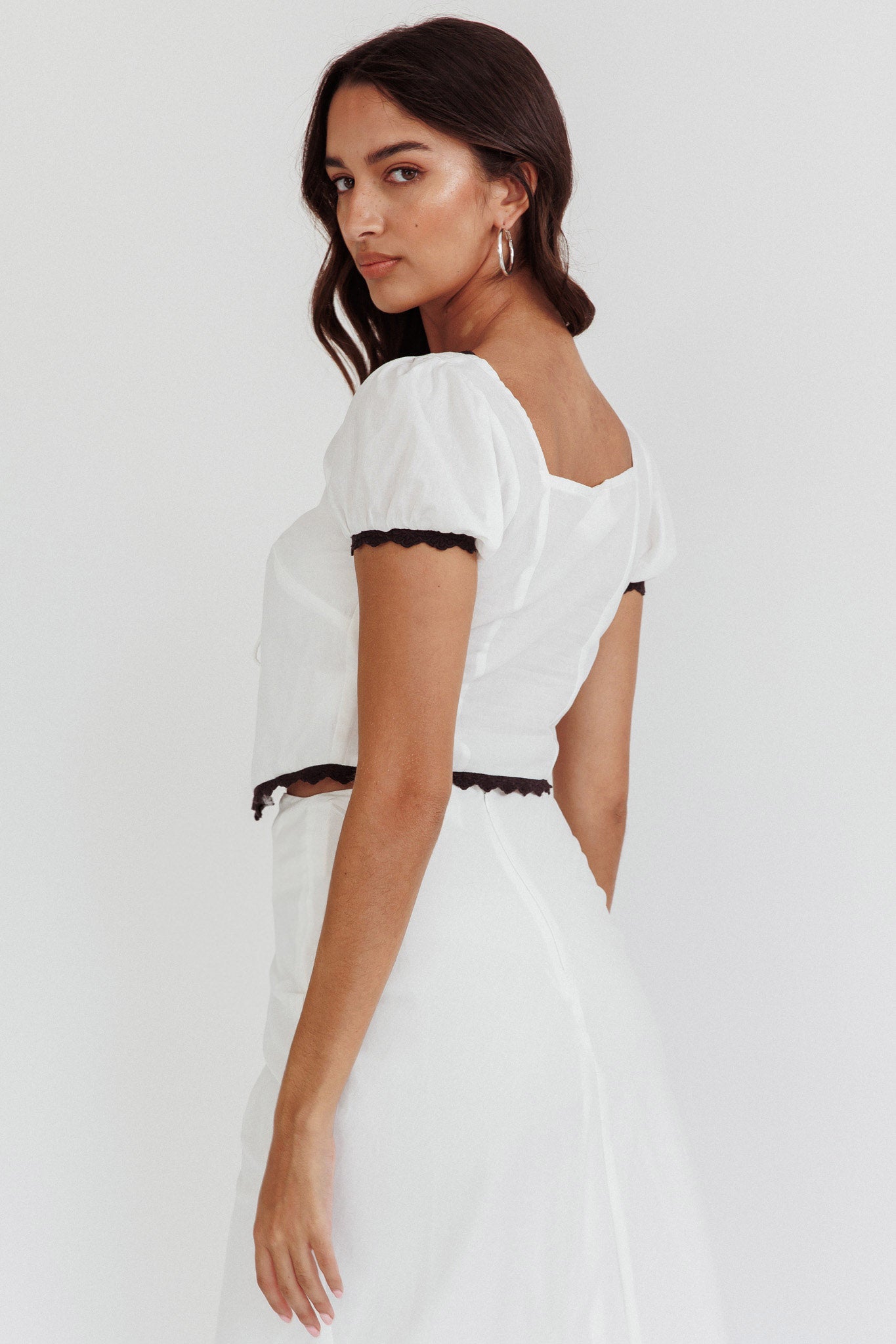 Wistful Tied Puff Sleeve Top White by Selfie Leslie Australia