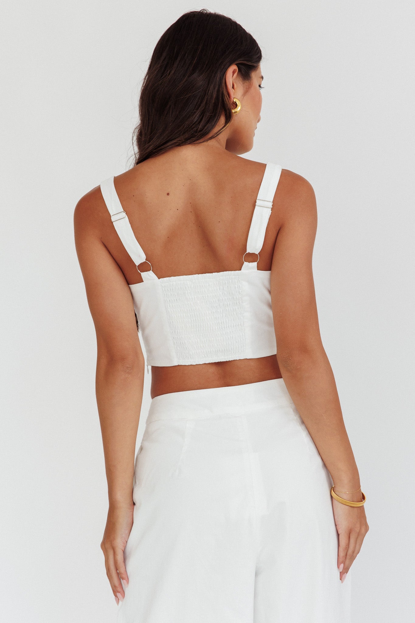Empire Shirred Back Crop Top White by Selfie Leslie Australia